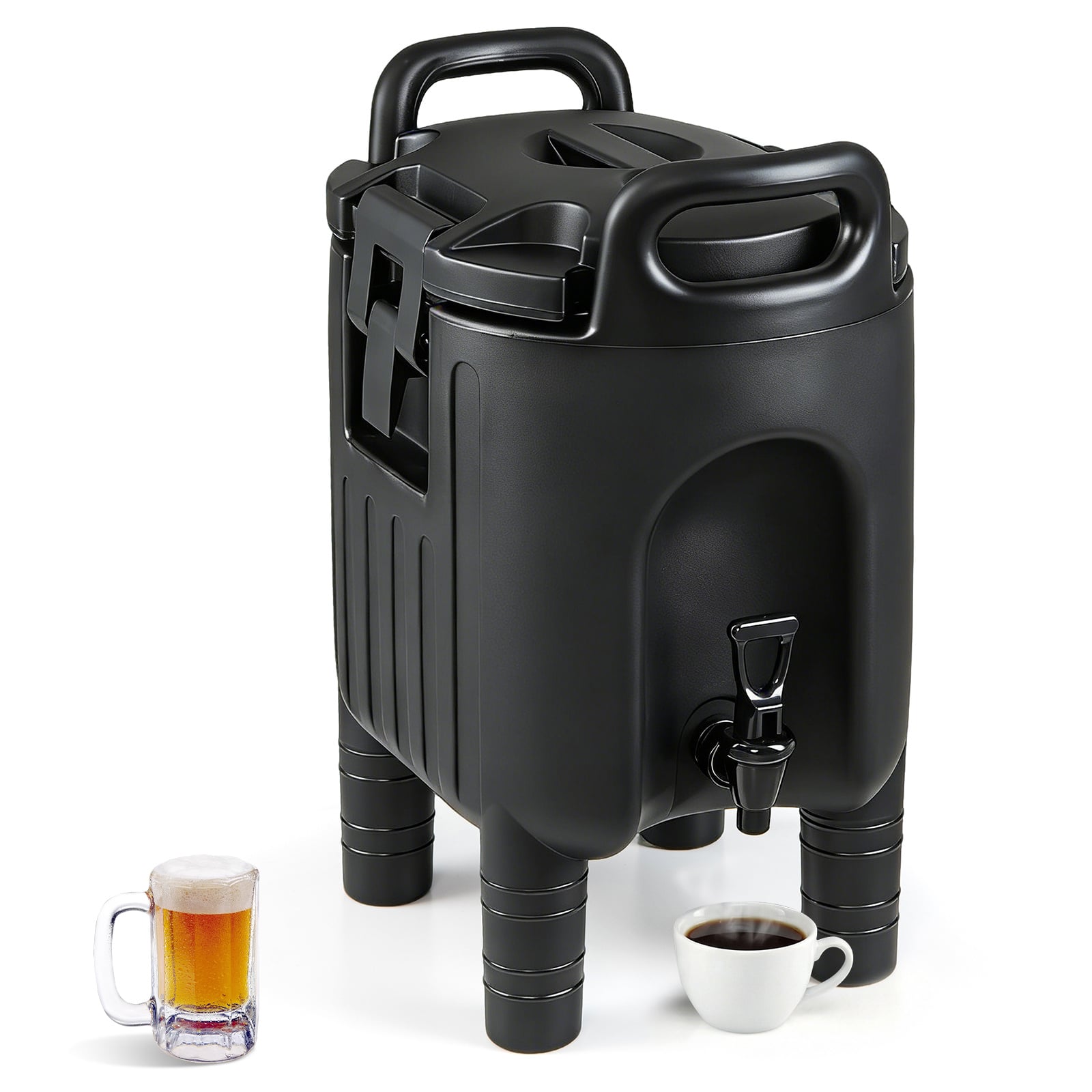 Costway Black 10 L Insulated Beverage Dispenser With Handles And Two-Stage Faucet