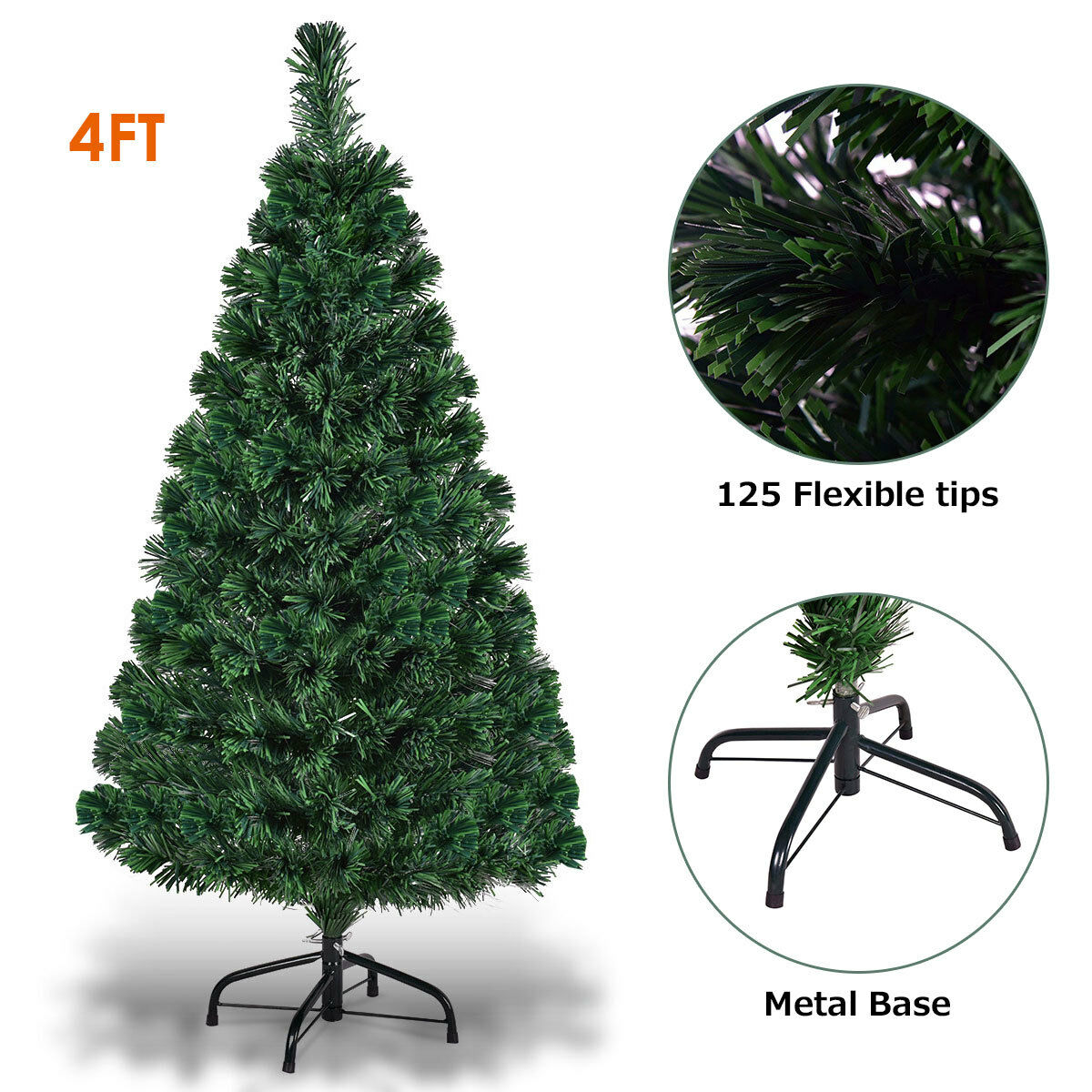 Artificial Fibre Optic Christmas Tree in sizes: 3ft / 4ft / 5ft / 6ft with Stand