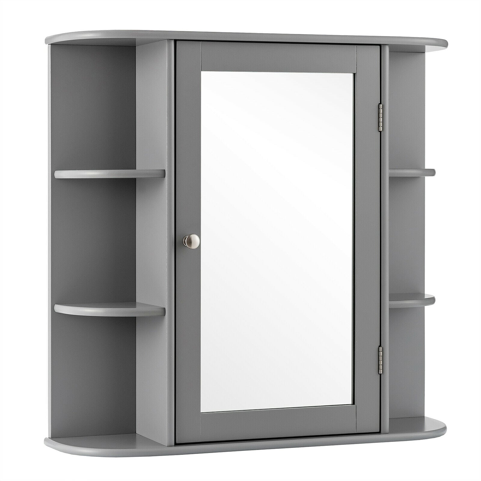 Costway Grey 3-Tier Mirrored Wall Mounted Bathroom Cabinet