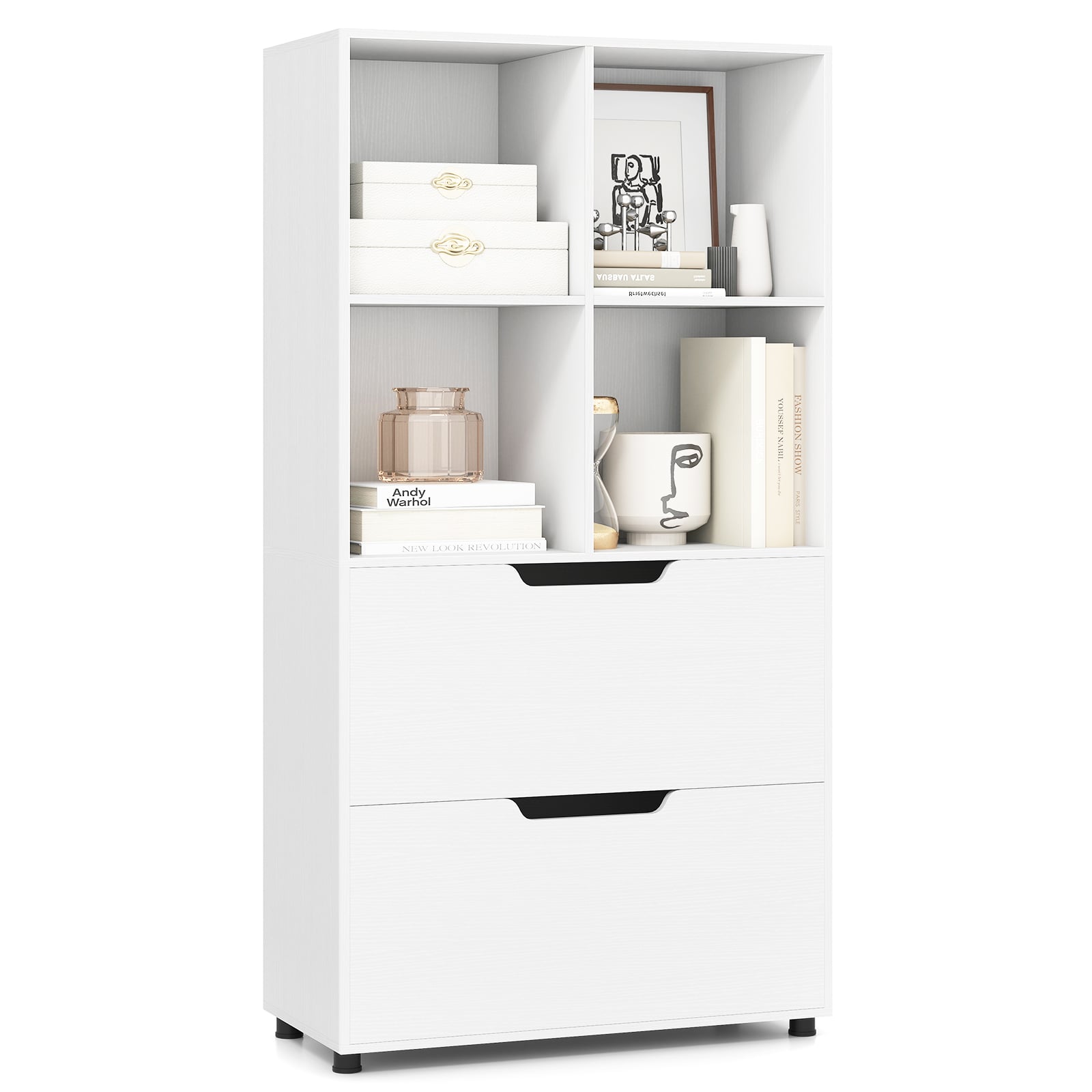 Costway White 130Cm 5-Tier Tall Freestanding Bookshelf For Living Room