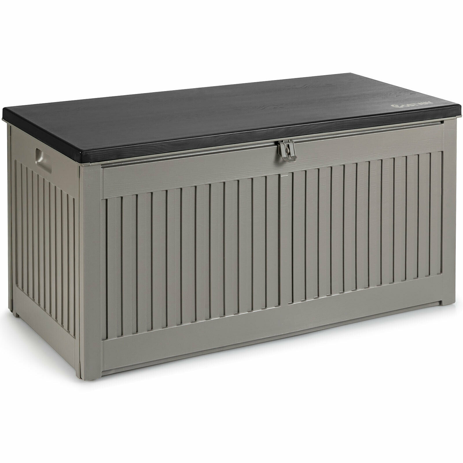 320L Grey Outdoor Garden Storage Box with Plastic Lid-Grey 