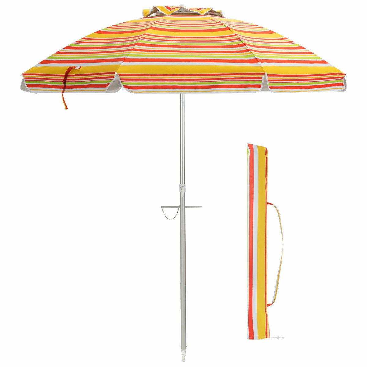 Costway Yellow 2M Sun Umbrella - Tilts With Upf 50+ Protection