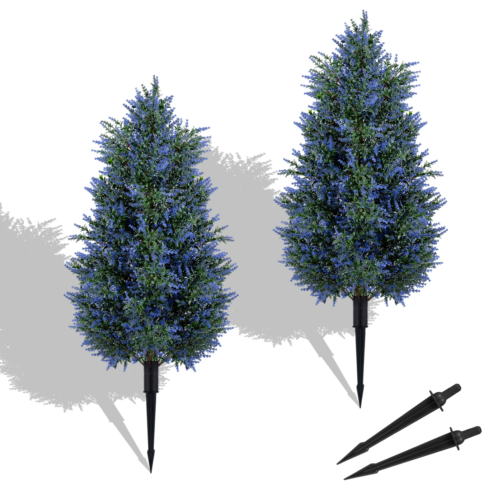 Costway Lavender 2 Pack 100Cm Artificial Topiary Trees With Ground Spikes
