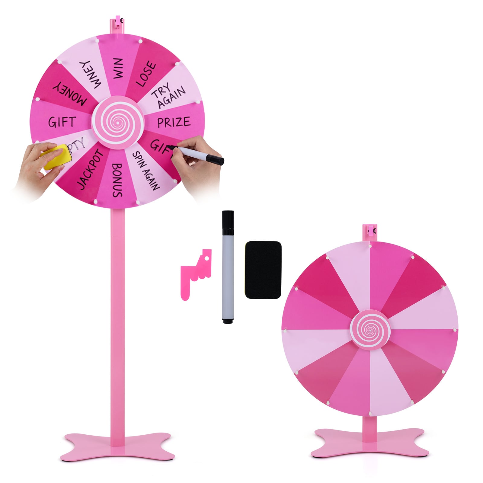 Costway Tabletop Or Floor Standing Spinning Prize Wheel With Blackboard Marker