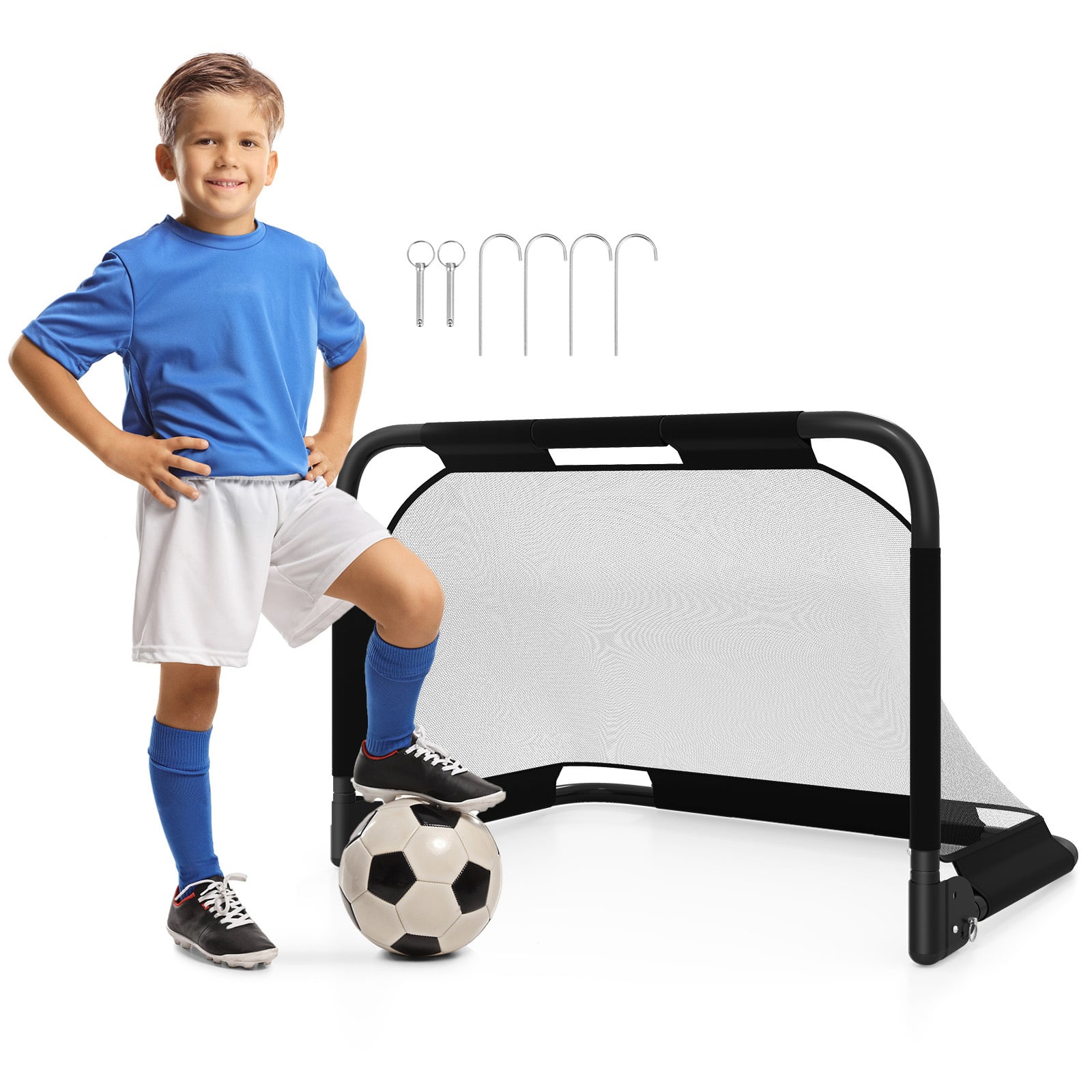 Costway Black 3 X 2 Ft Portable Pop-Up Football Training Equipment With Net