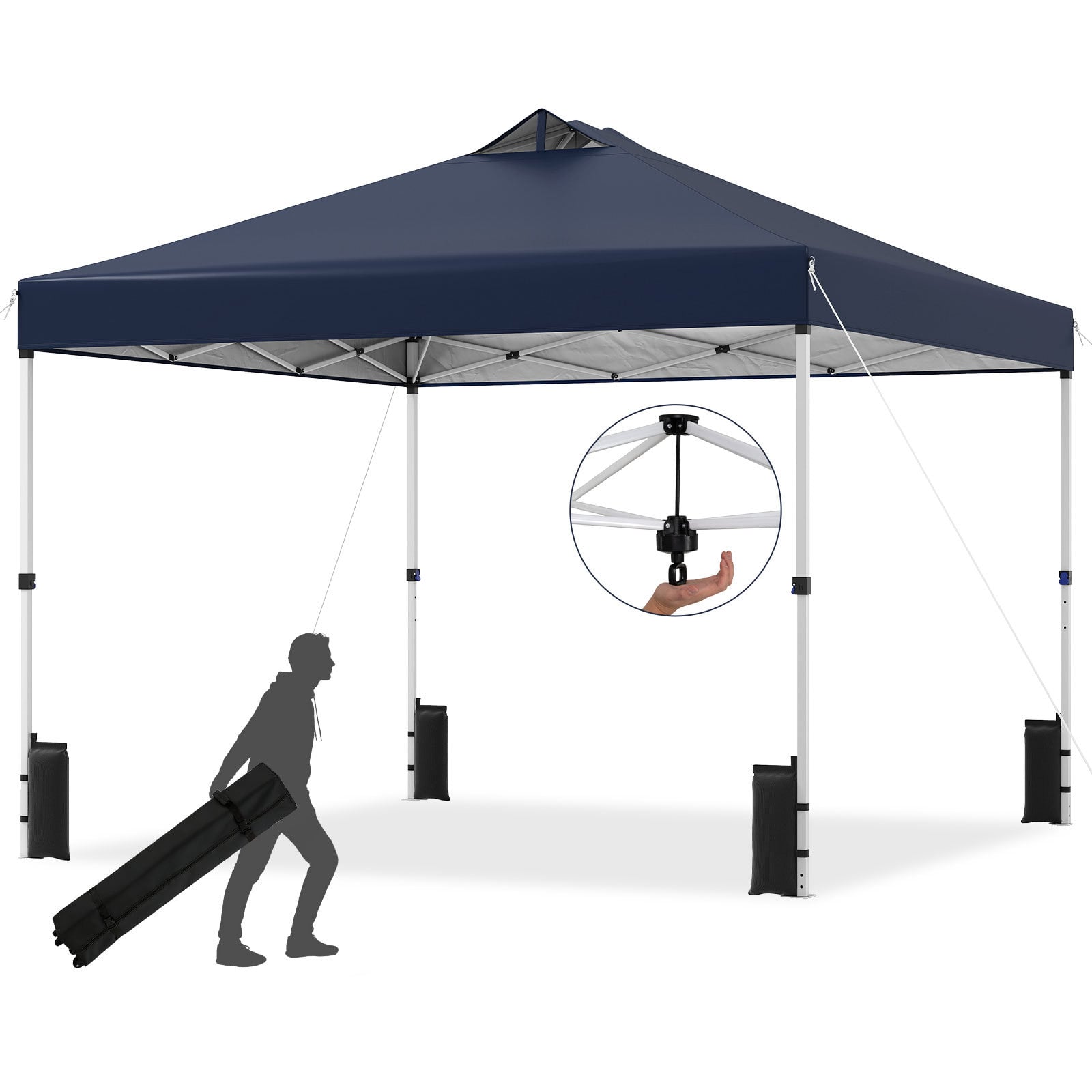 Costway Blue 300 X 300 Cm Pop Up Canopy Tent 1 Person Easy Setup Gazebo Shelter With 1 Button Push