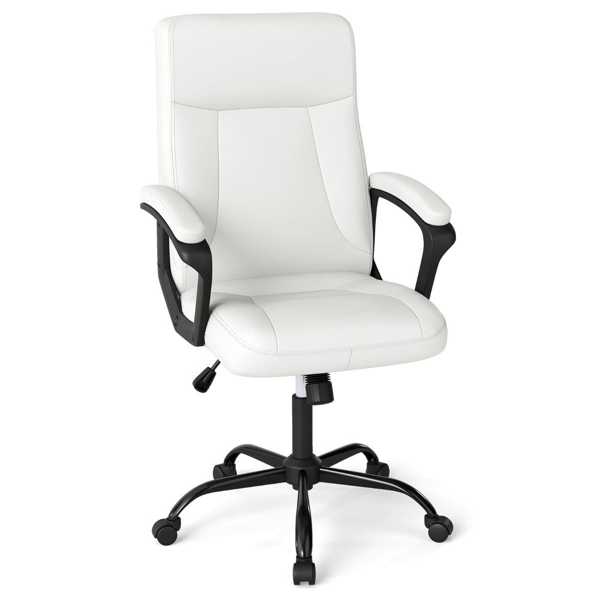 Costway Beige 360° Swivel Task Chair With High Back And Built-In Armrests