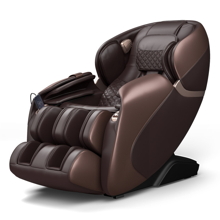 Costway Dark Brown Full Body Electric Zero Gravity Massage Recliner With Foot Roller