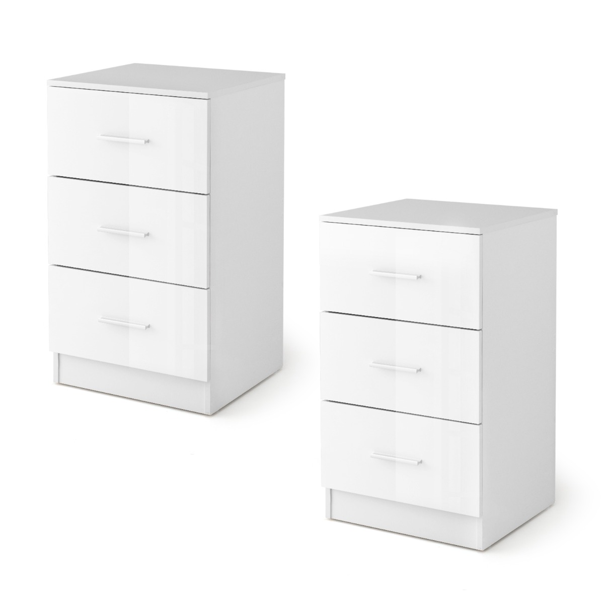 Costway White 3-Drawer Wooden Dresser Cabinet Set Of 2 With Anti-Toppling Device