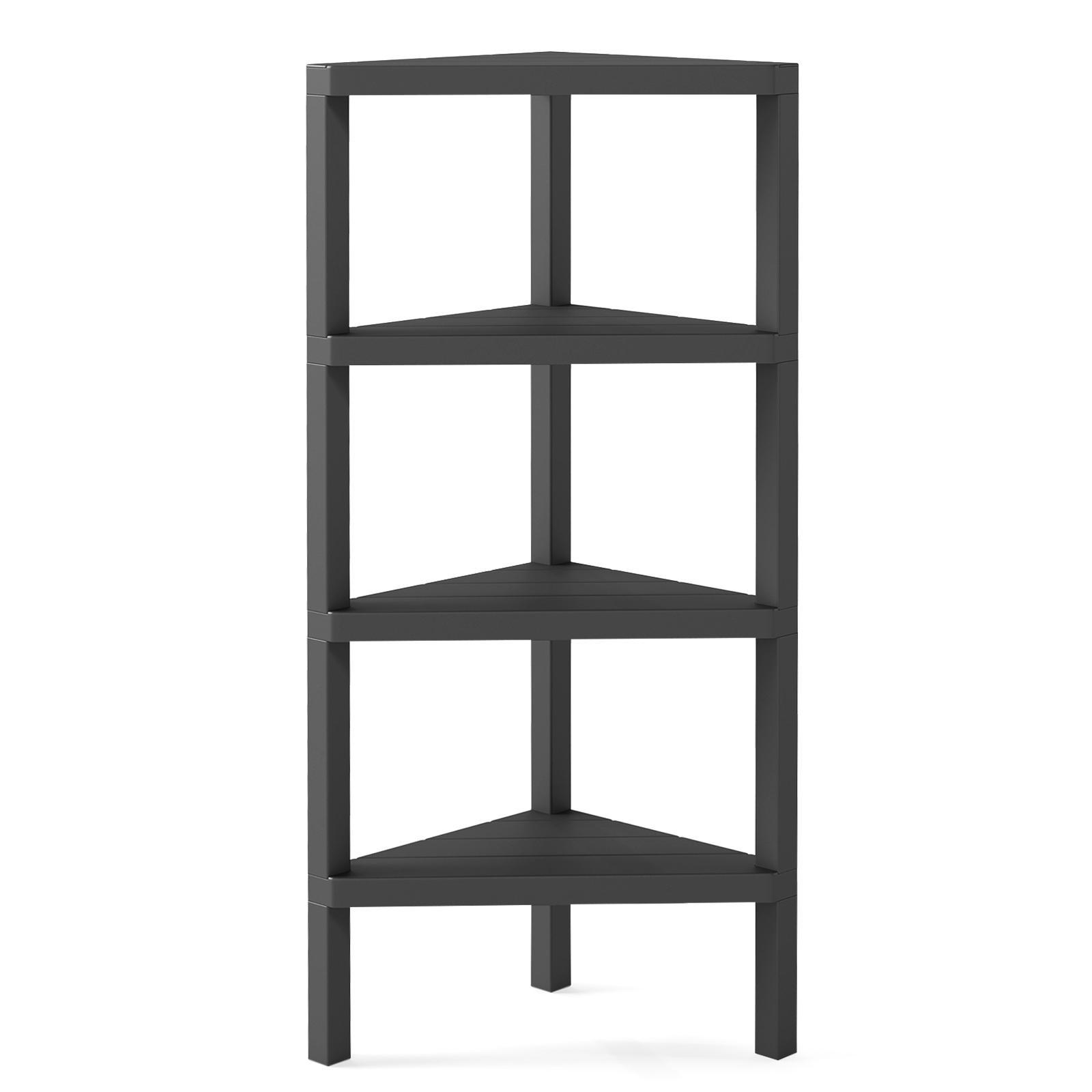 Costway Black 4-Tier Corner Shelf Stand With Open Slatted Shelves