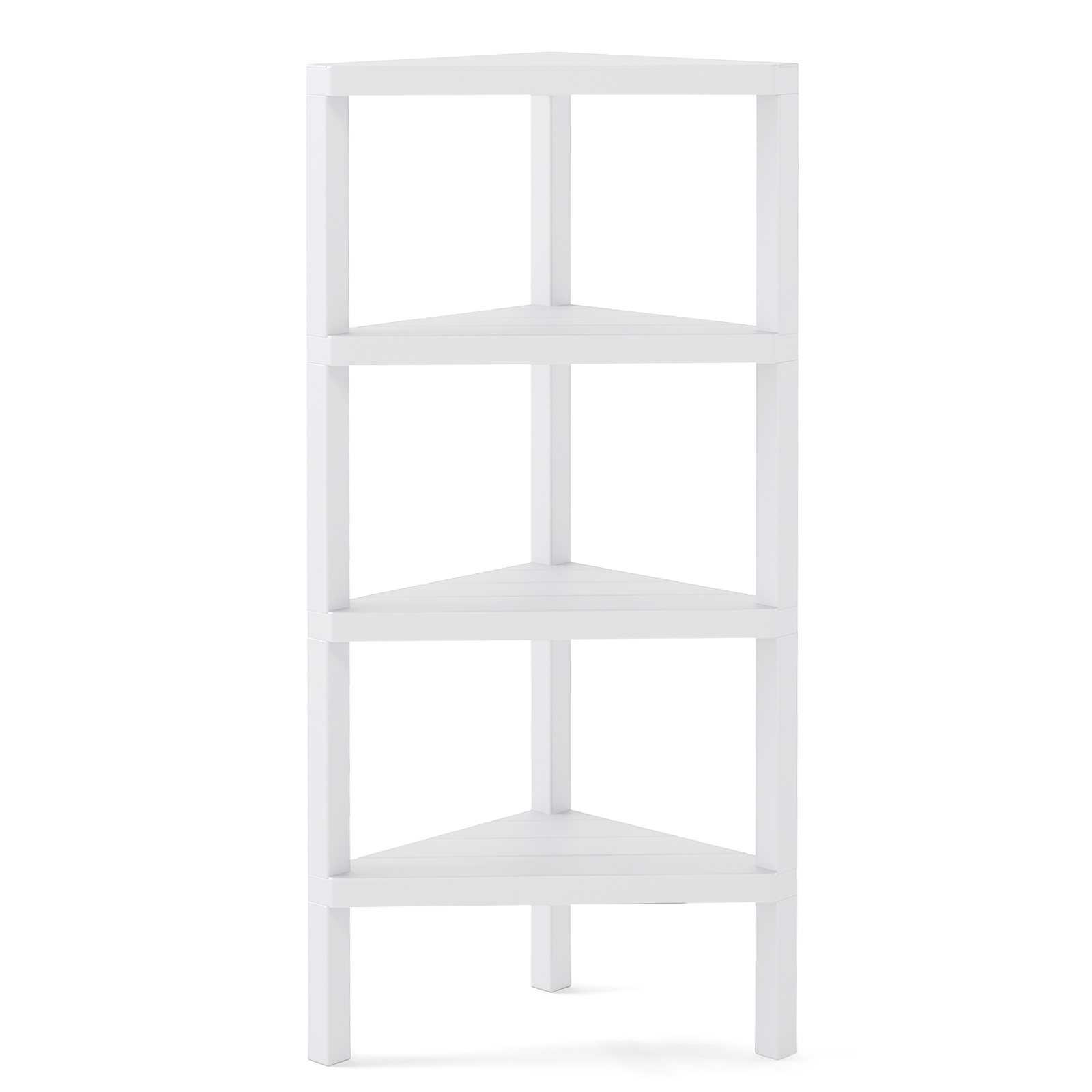 Costway White 4-Tier Corner Shelf Stand With Open Slatted Shelves