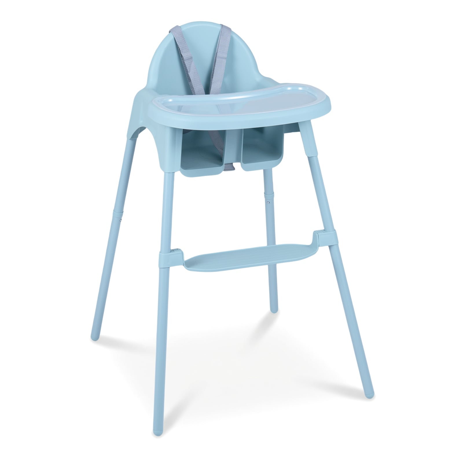 Costway Blue 4-In-1 Convertible Baby High Chair With 2 Heights Removable Double Tray