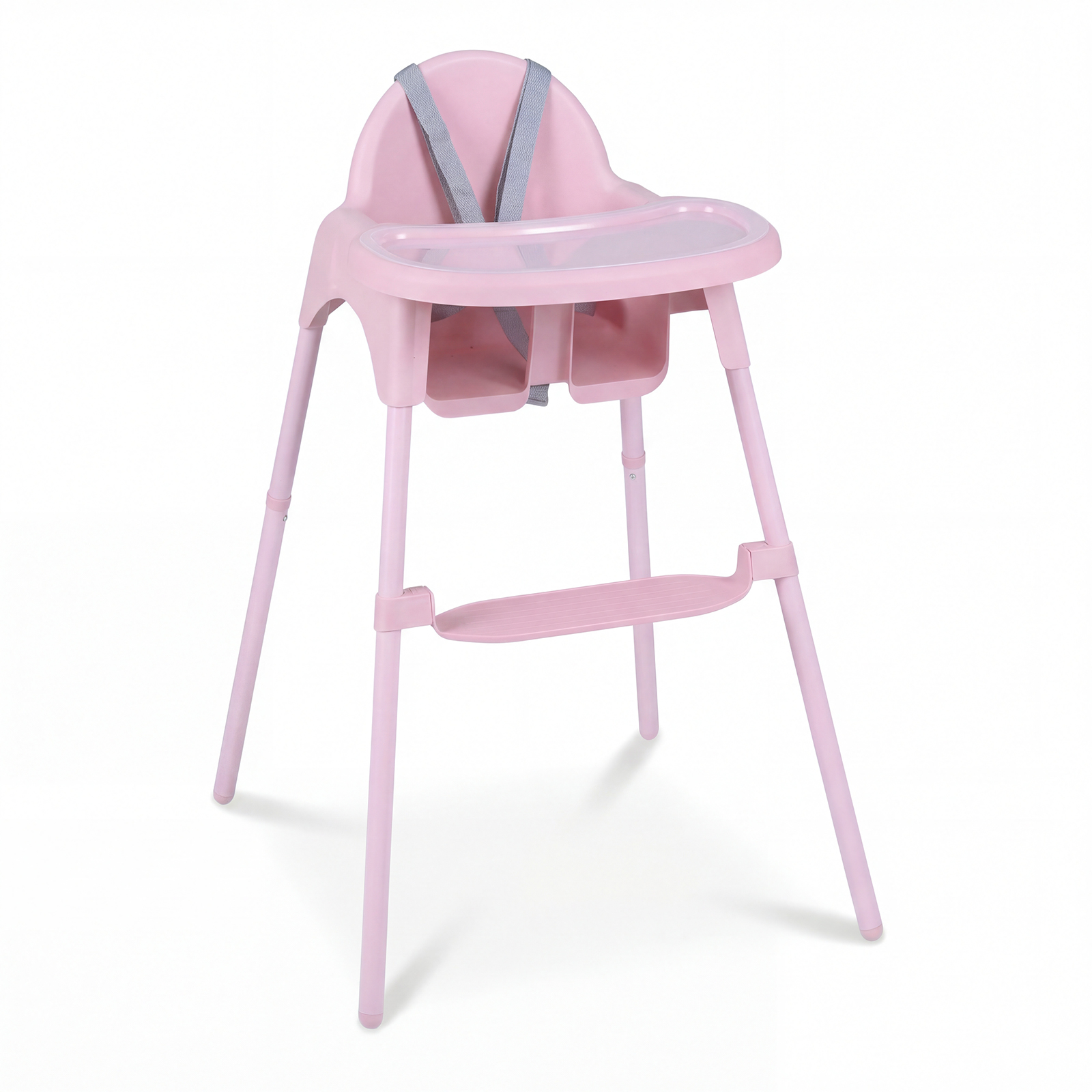 Costway Pink 4-In-1 Convertible Baby High Chair With 2 Heights Removable Double Tray