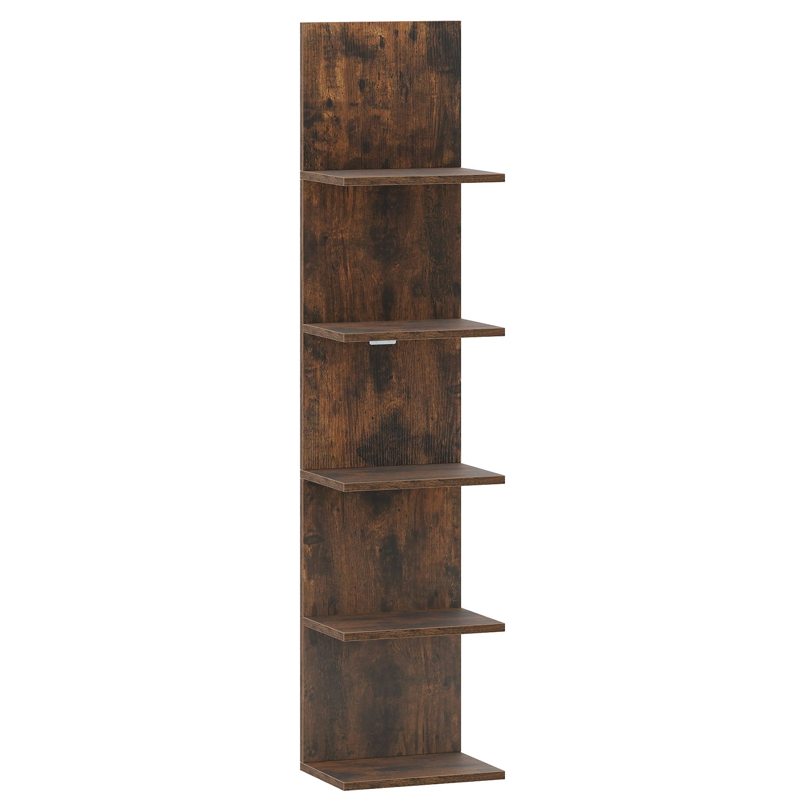 Costway Rustic Brown 5-Tier Wall Shelves Vertical Floating Storage Shelf Unit