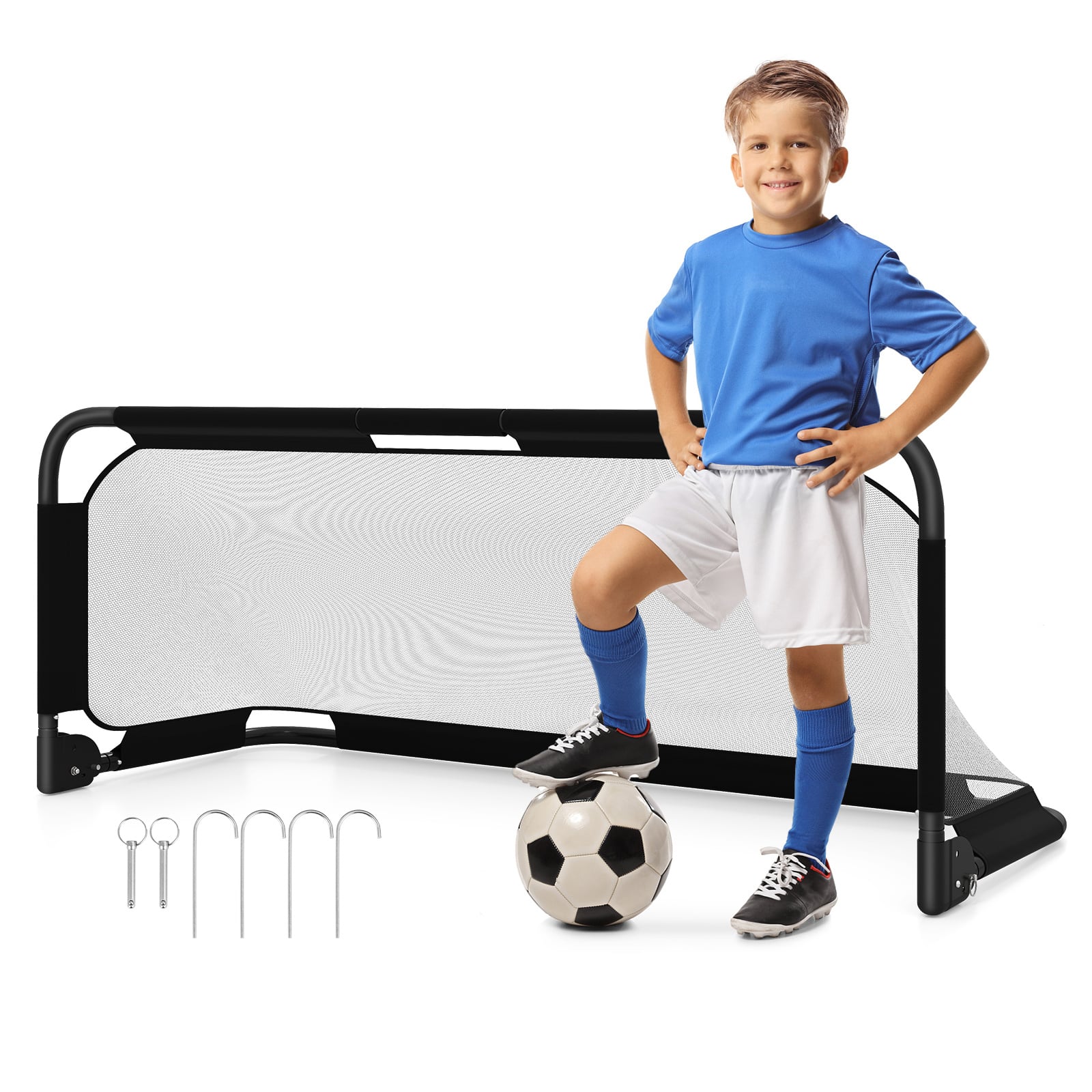 Costway 5 X 2 Ft Foldable Soccer Goal For Kids With Net And Ground Stakes