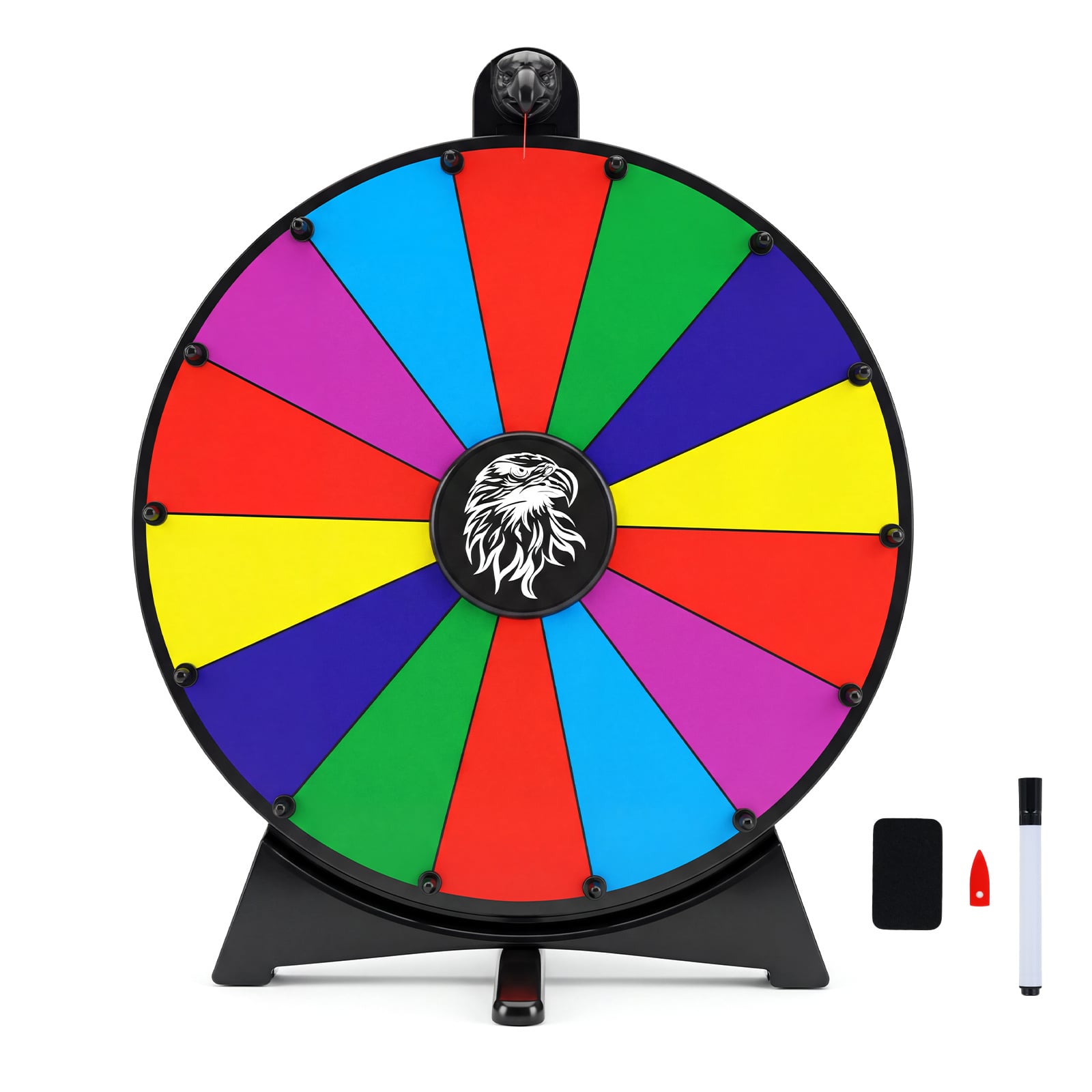 Costway 50 Cm Spinning Prize Wheel With Blackboard Marker Eraser And Spare Pointer