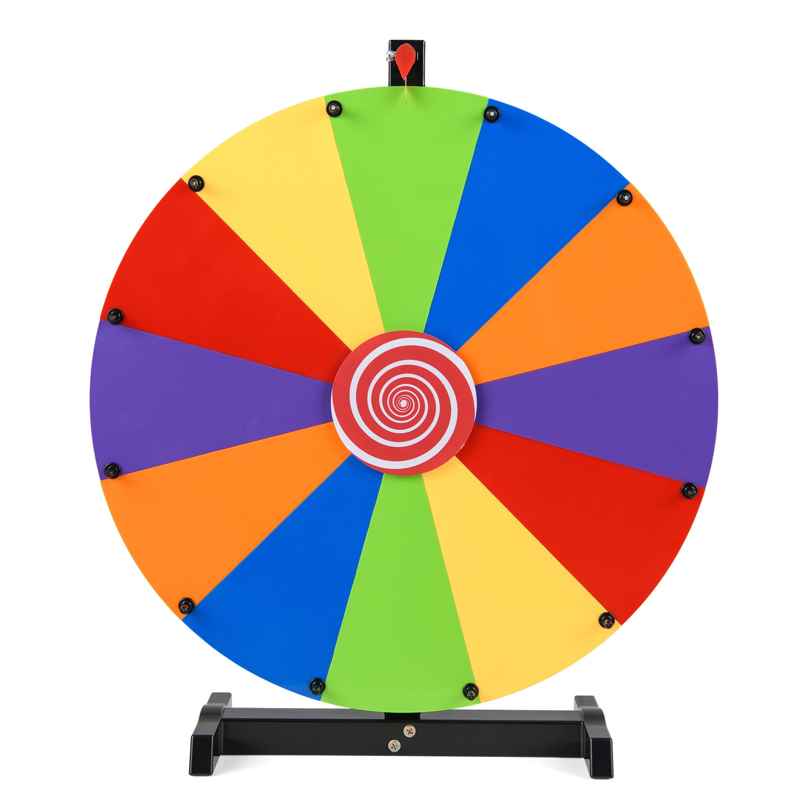 Costway Red 60Cm Colorful Tabletop Prize Wheel With Stand Dry Erase Marker And Eraser For Carnival
