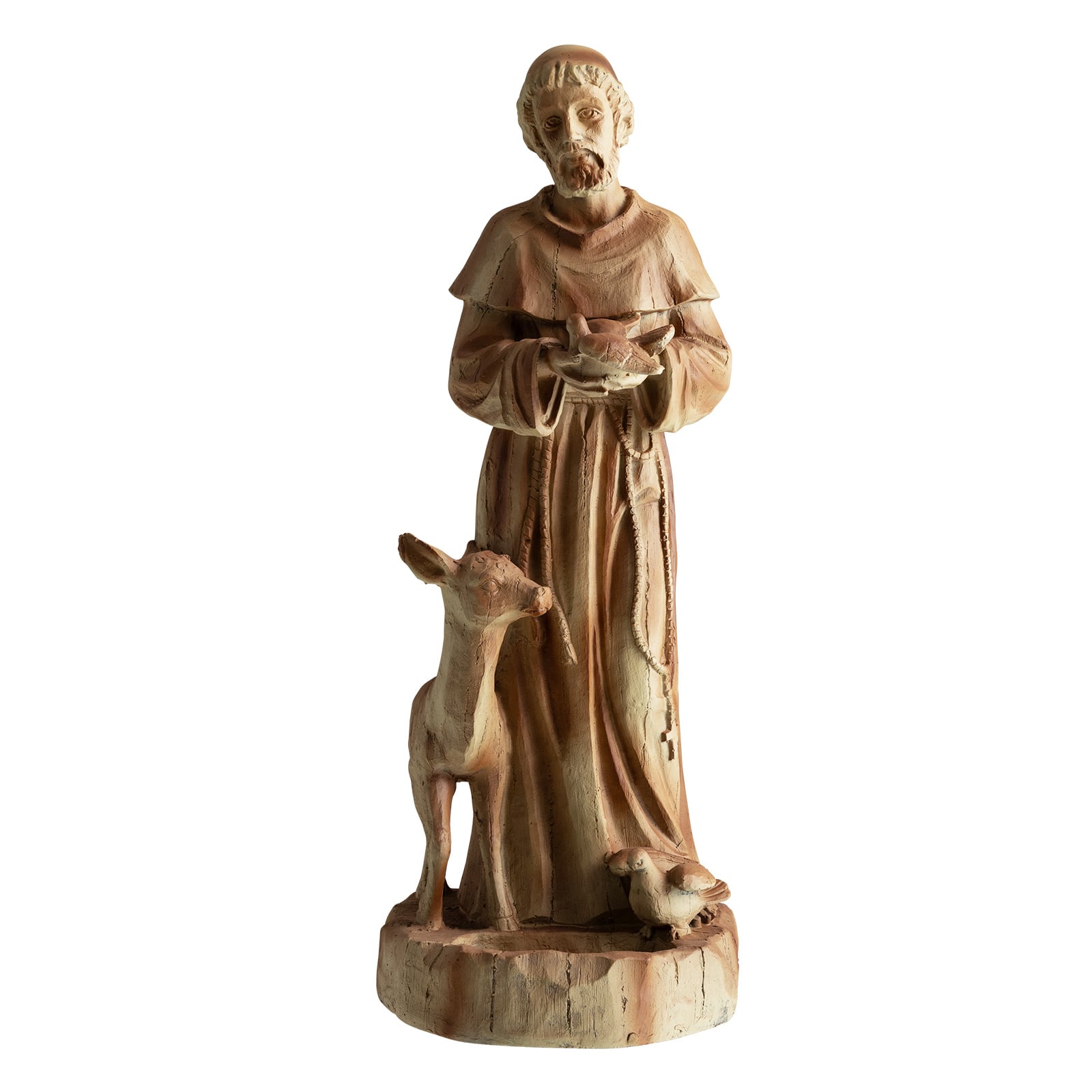 Costway Brown 62Cm St. Francis Statue With Bird Feeder Saint Francis Of Assisi Garden Decoration