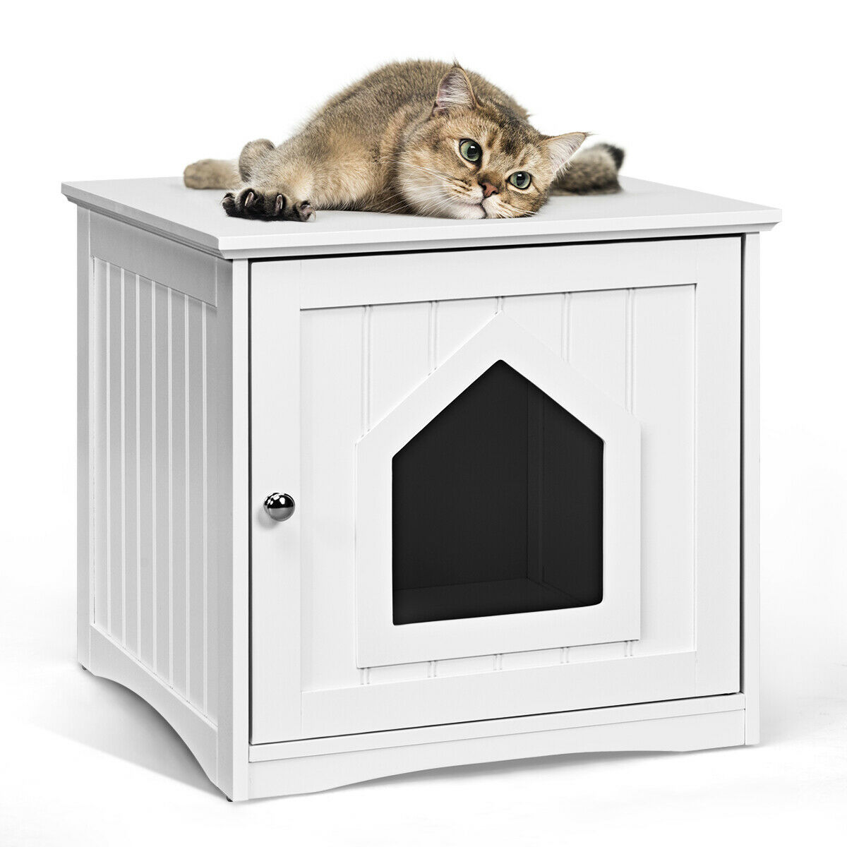 Wooden Cat House Litter Box Enclosure Nightstand
