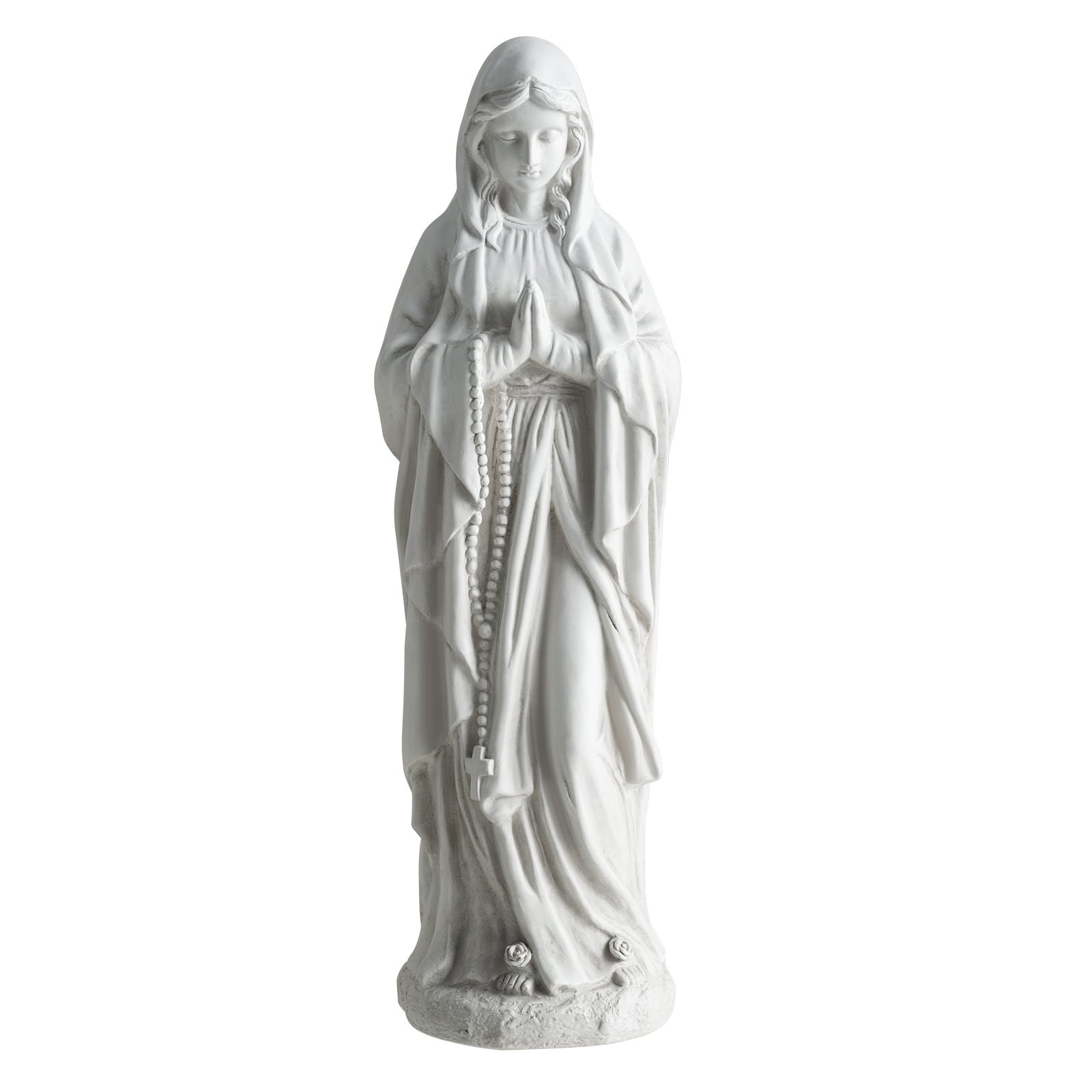 Costway Grey 74.5 Cm Virgin Mary Statue Outdoor Religious Sculpture With Aged Finish