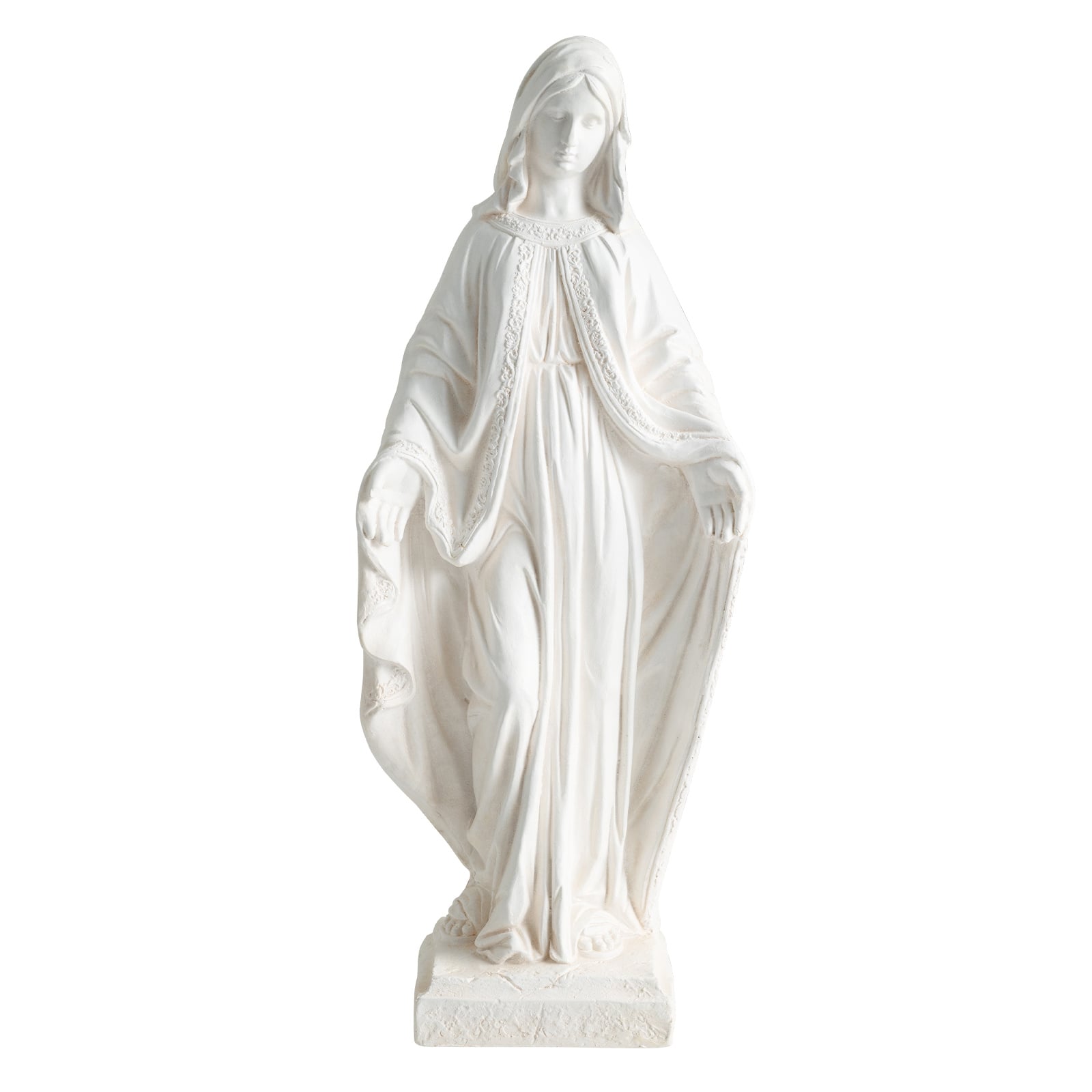 Costway White 80Cm Virgin Mary Statue With Aged Finish For Yard Patio