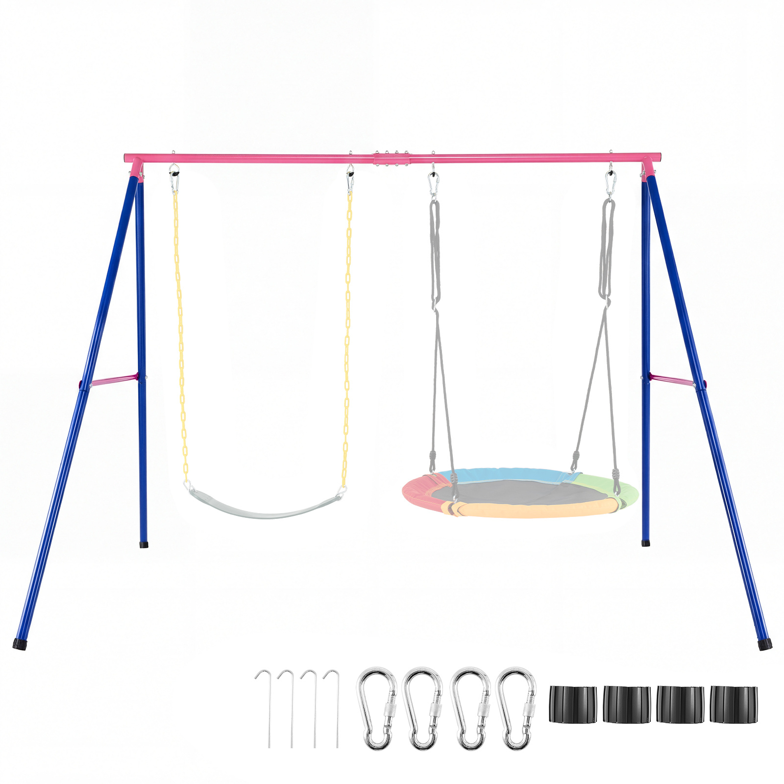 Costway Blue A-Frame Swing Stand For 2 Swings With Ground Stakes And Carabiners Heavy Duty