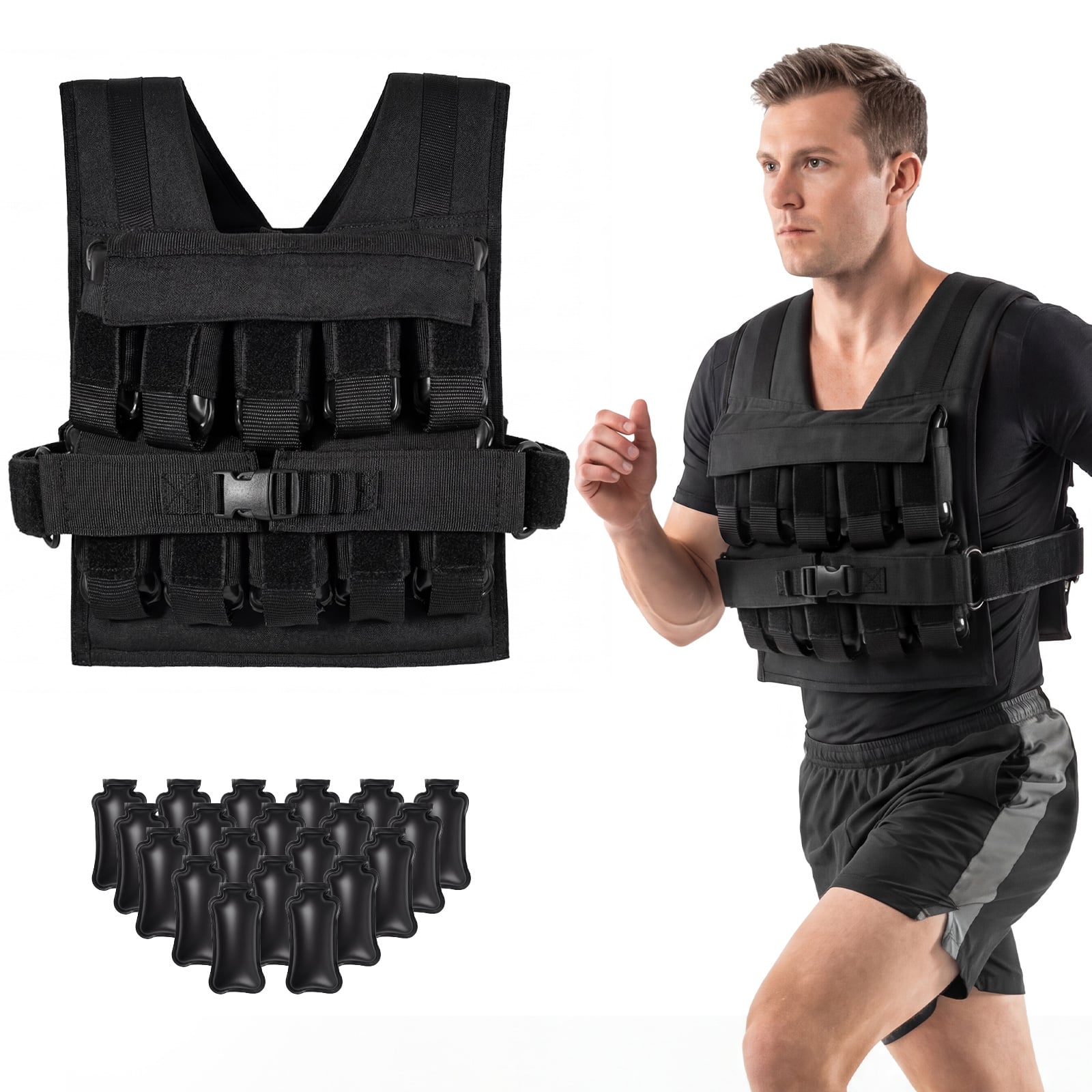 Costway Black Adjustable Weighted Vest For Men And Women 20 Kg Weight Vest