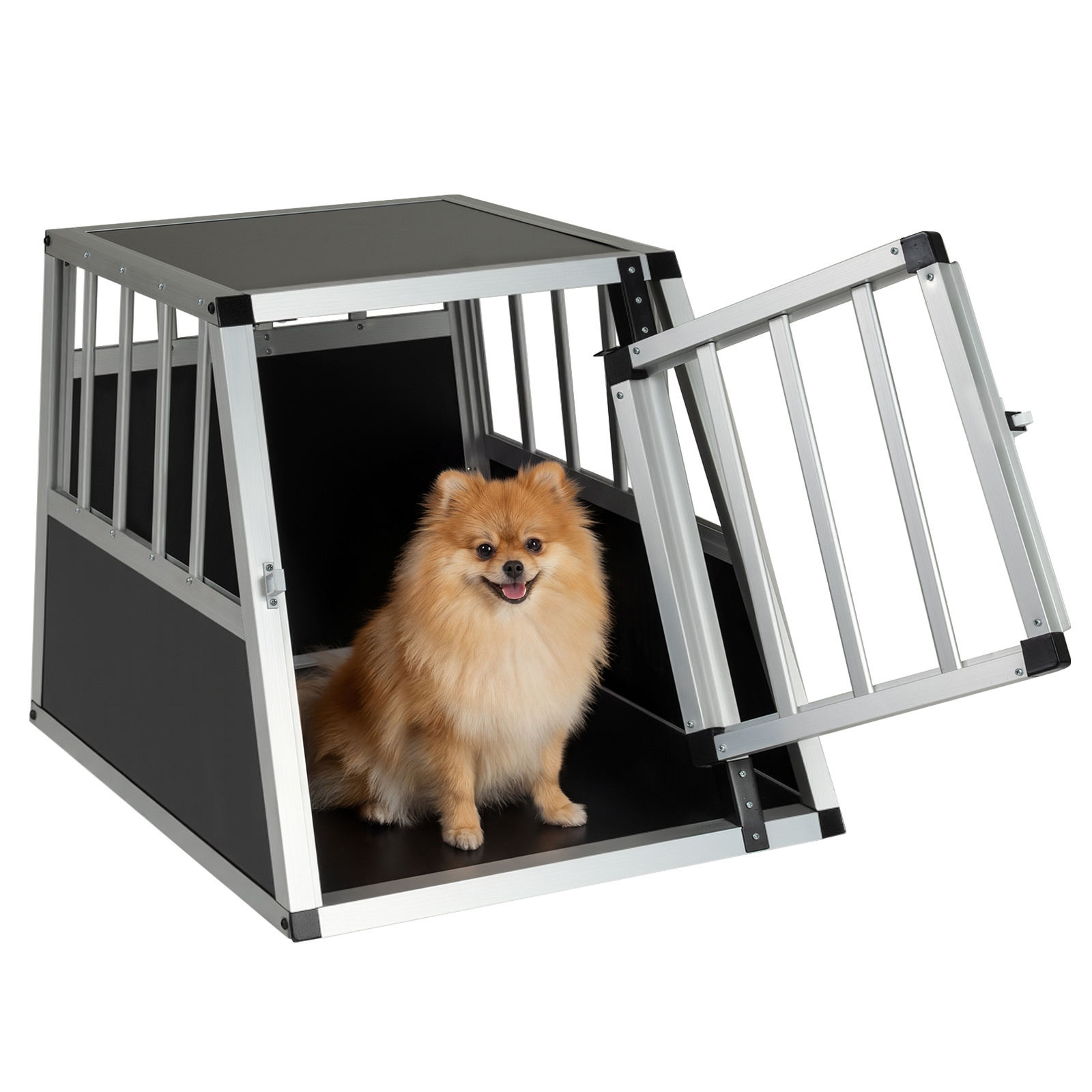 Costway Aluminum Dog Transport Box With Lockable Door Divider For Small Puppy