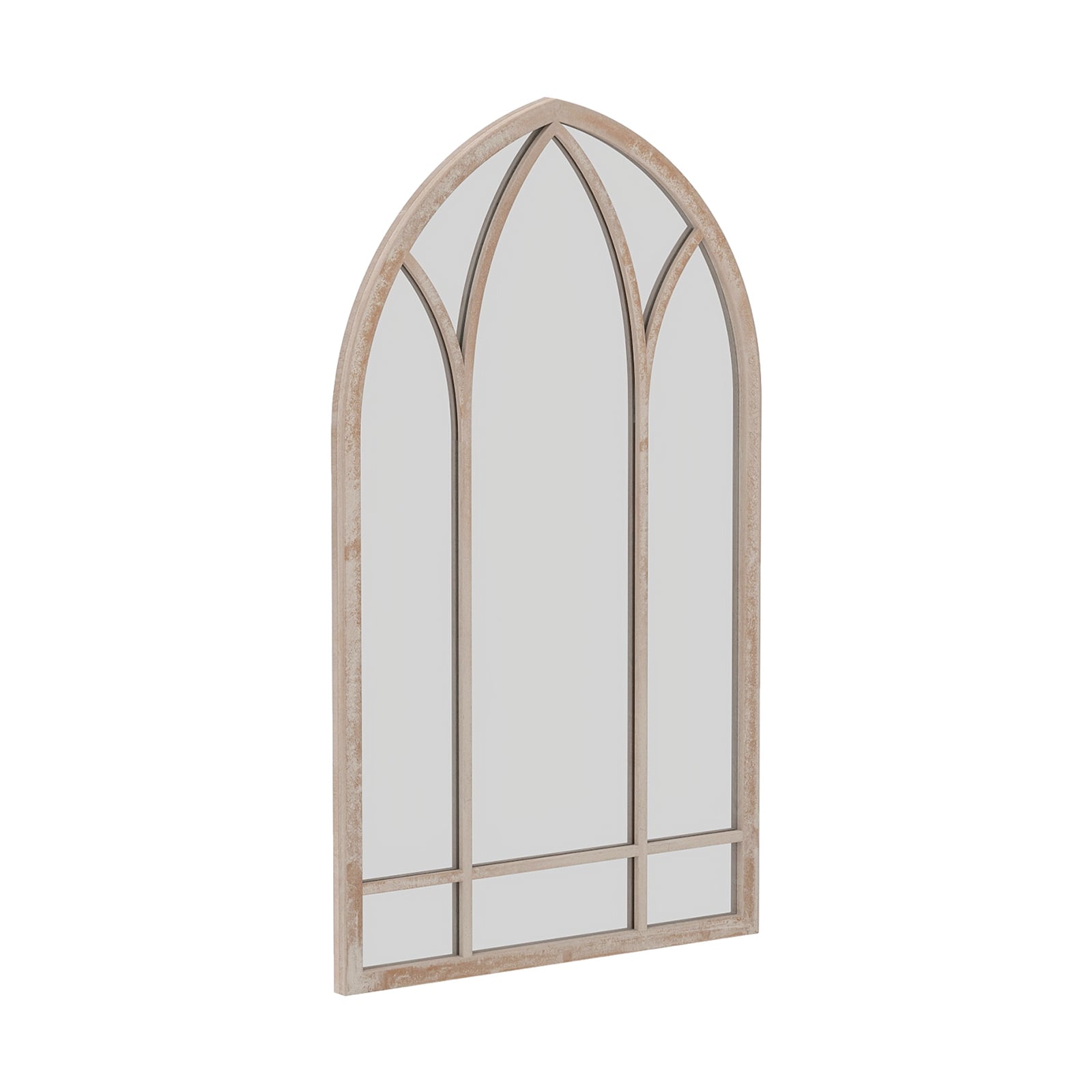 Costway Grey Farmhouse Window Pane Mirror Large Arched Wall Mounted Mirror With Metal Frame 83 X 48 Cm