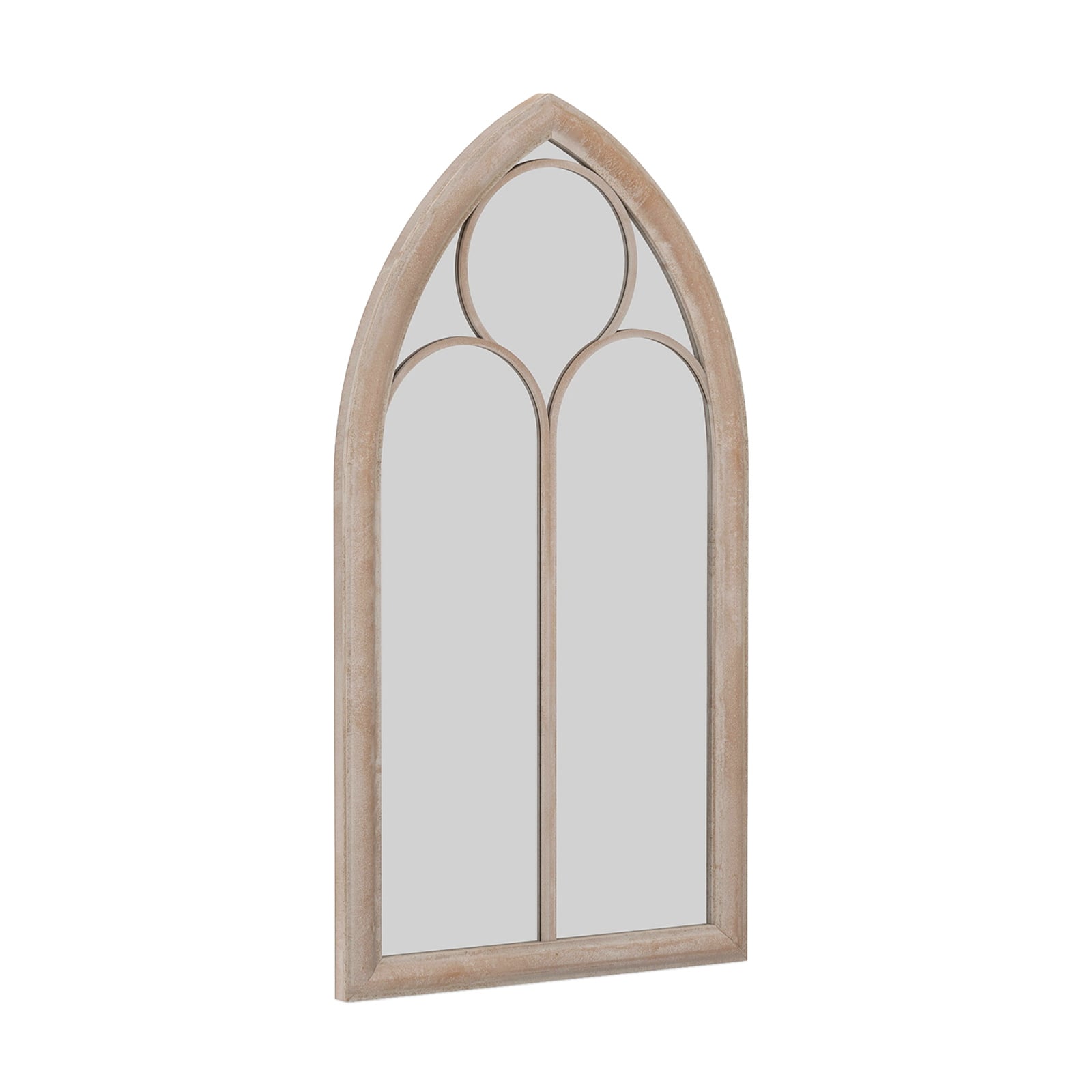 Costway Grey Farmhouse Window Pane Mirror Large Arched Wall Mounted Mirror With Metal Frame