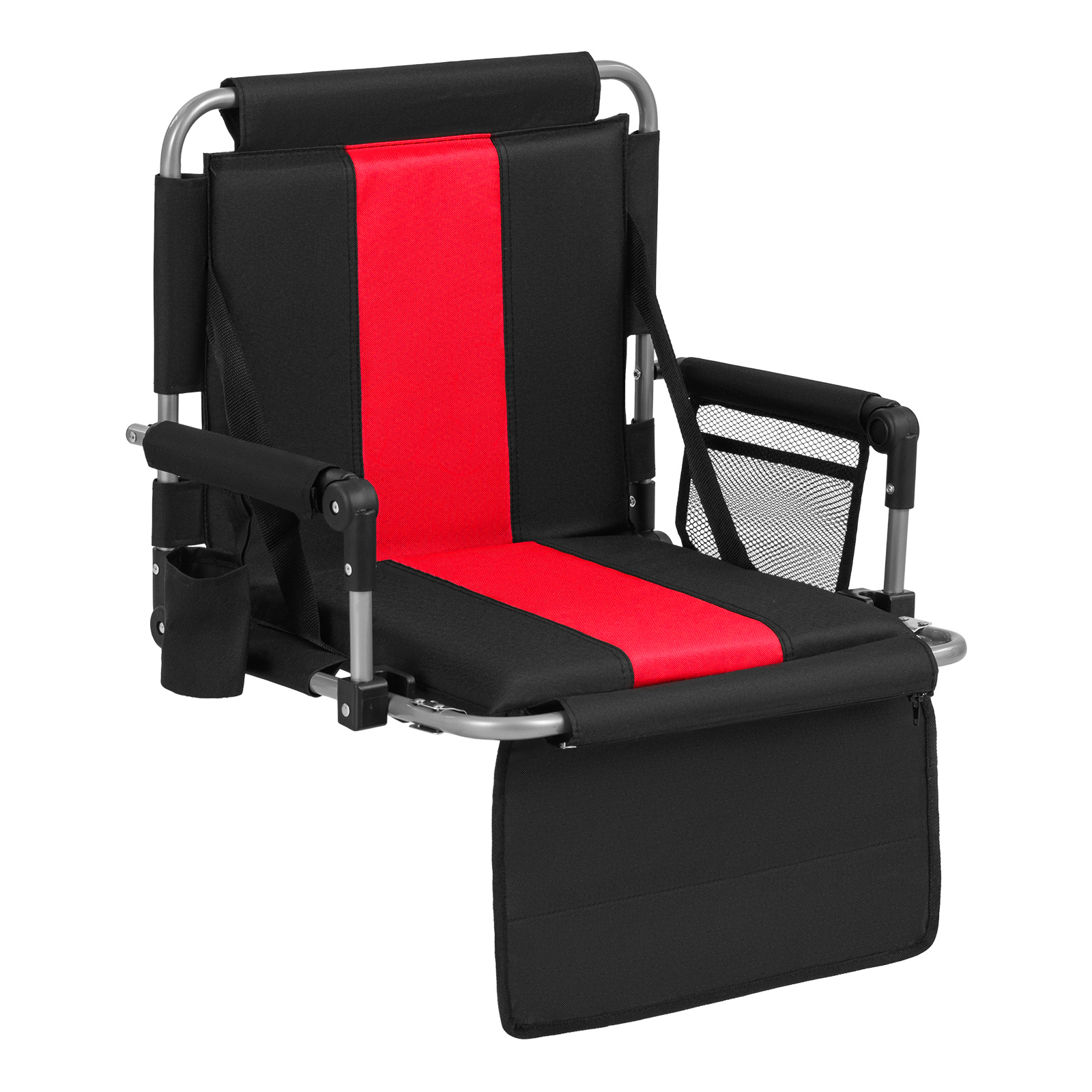 Costway Red Foldable Stadium Seat 54 Cm Wide Bleacher Chairs With Back Support And Padded Cushions