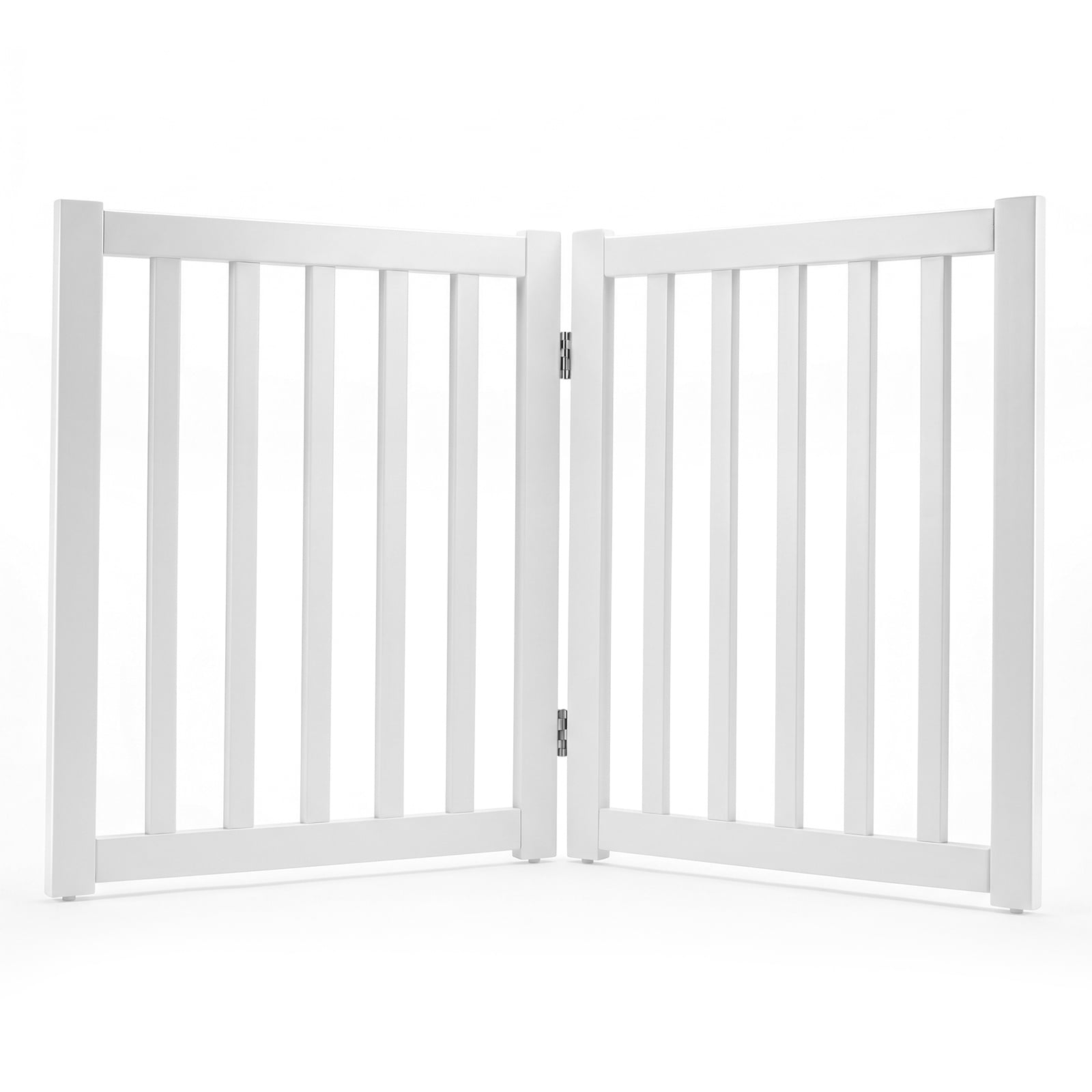 Costway White Foldable Wooden Freestanding Pet Gate For House Snd Stairs
