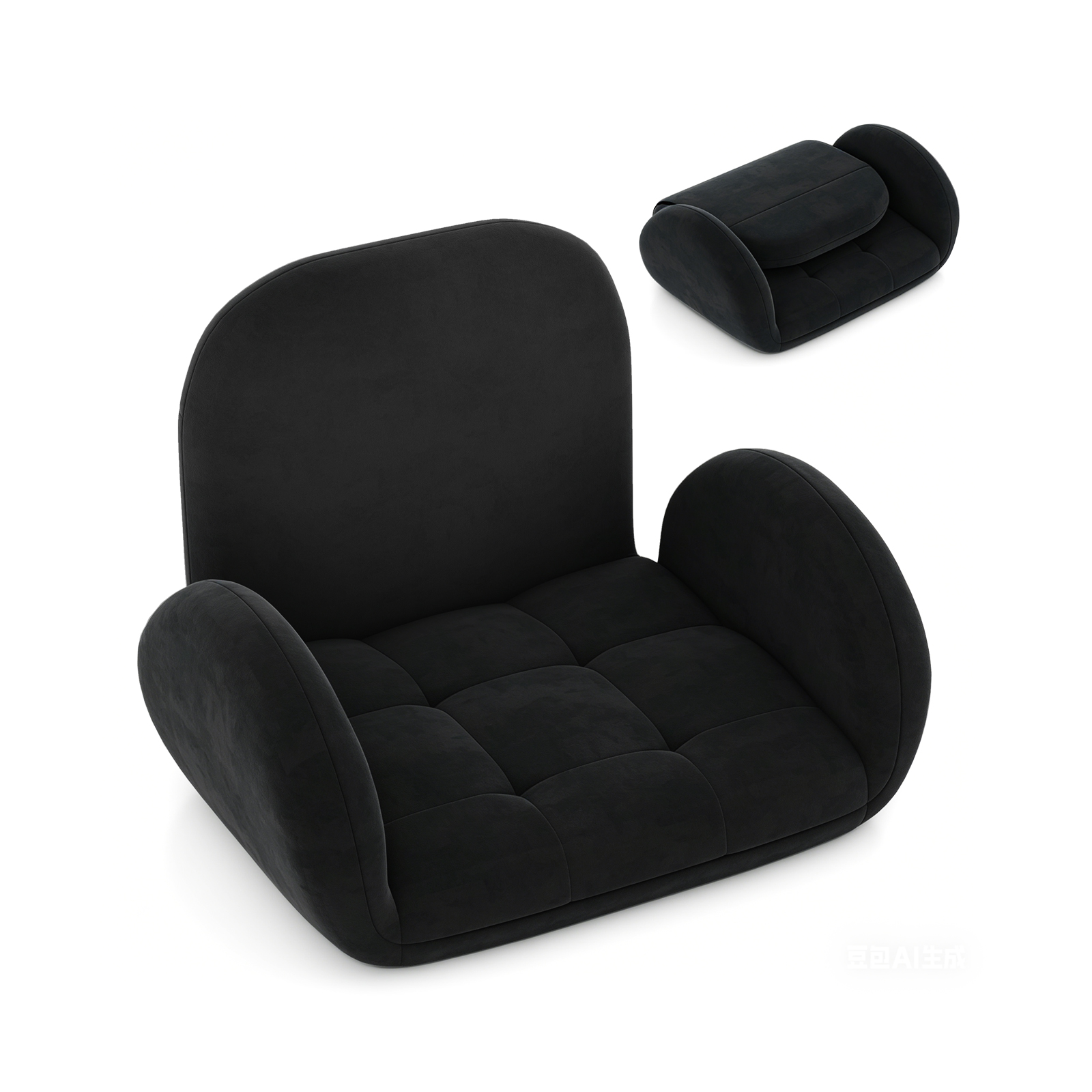 Costway Black Folding Floor Game Chair With Adjustable Backrest For Adults