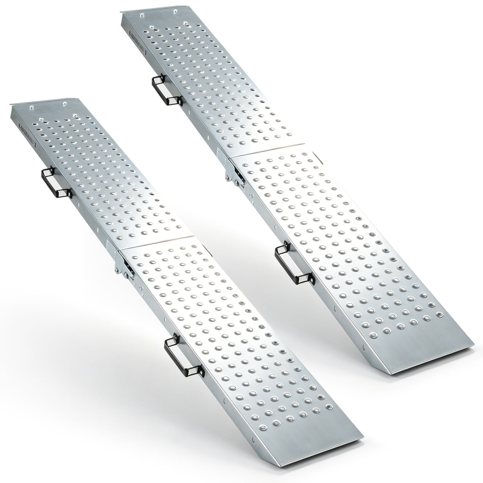 Costway Silver Folding Loading Ramps And 400 Kg Capacity 2-Pack Multi-Use Ramps With Handles For Pickup Truck And Trailer