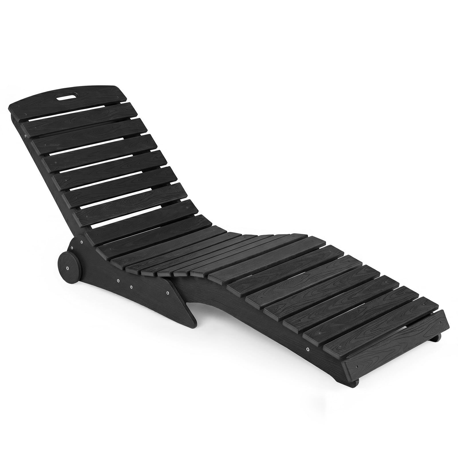 Costway Black In-Pool Lounge Chair Ergonomic S-Curve Hdpe Pool Chaise Lounger With Wheels