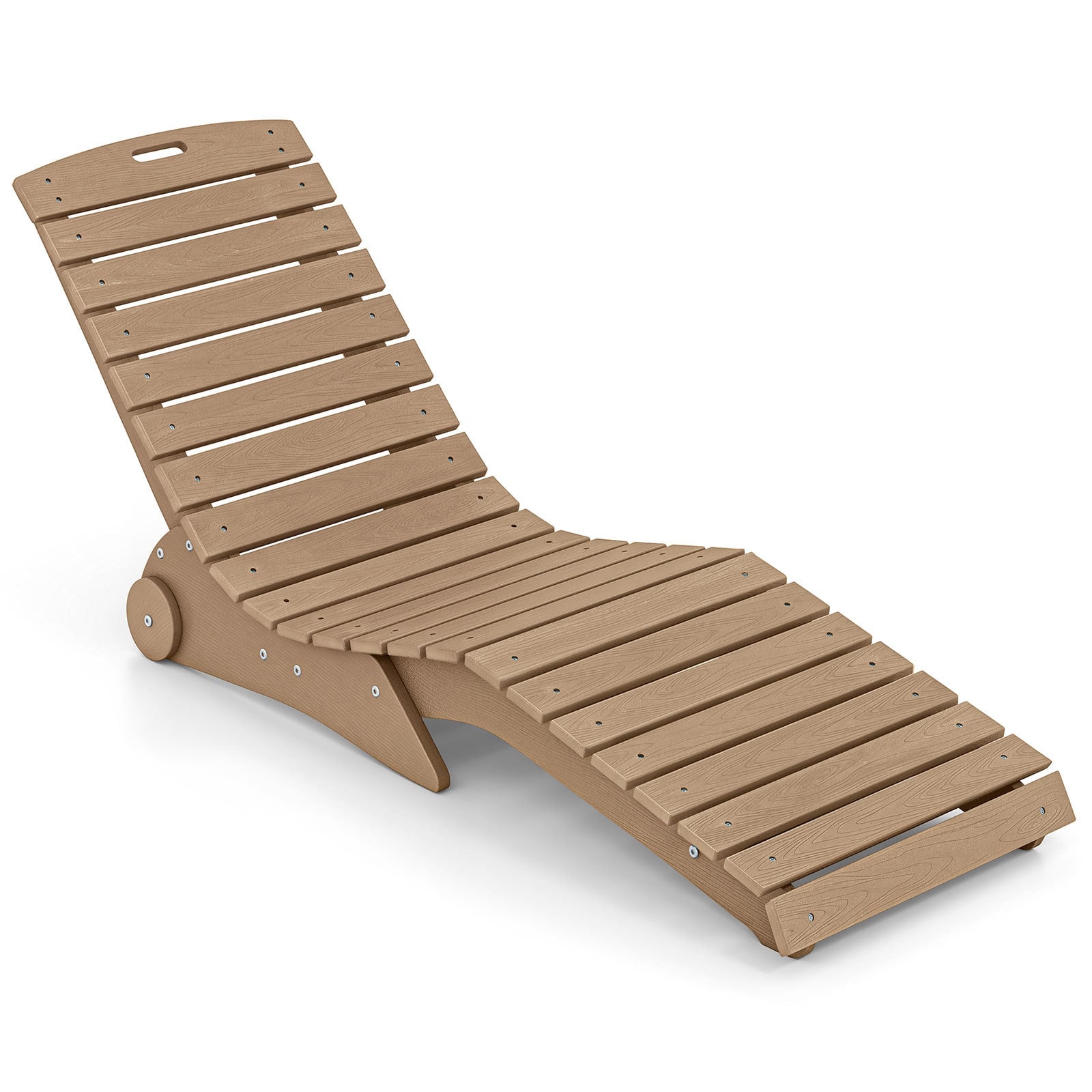 Costway Brown In-Pool Lounge Chair Ergonomic S-Curve Hdpe Pool Chaise Lounger With Wheels