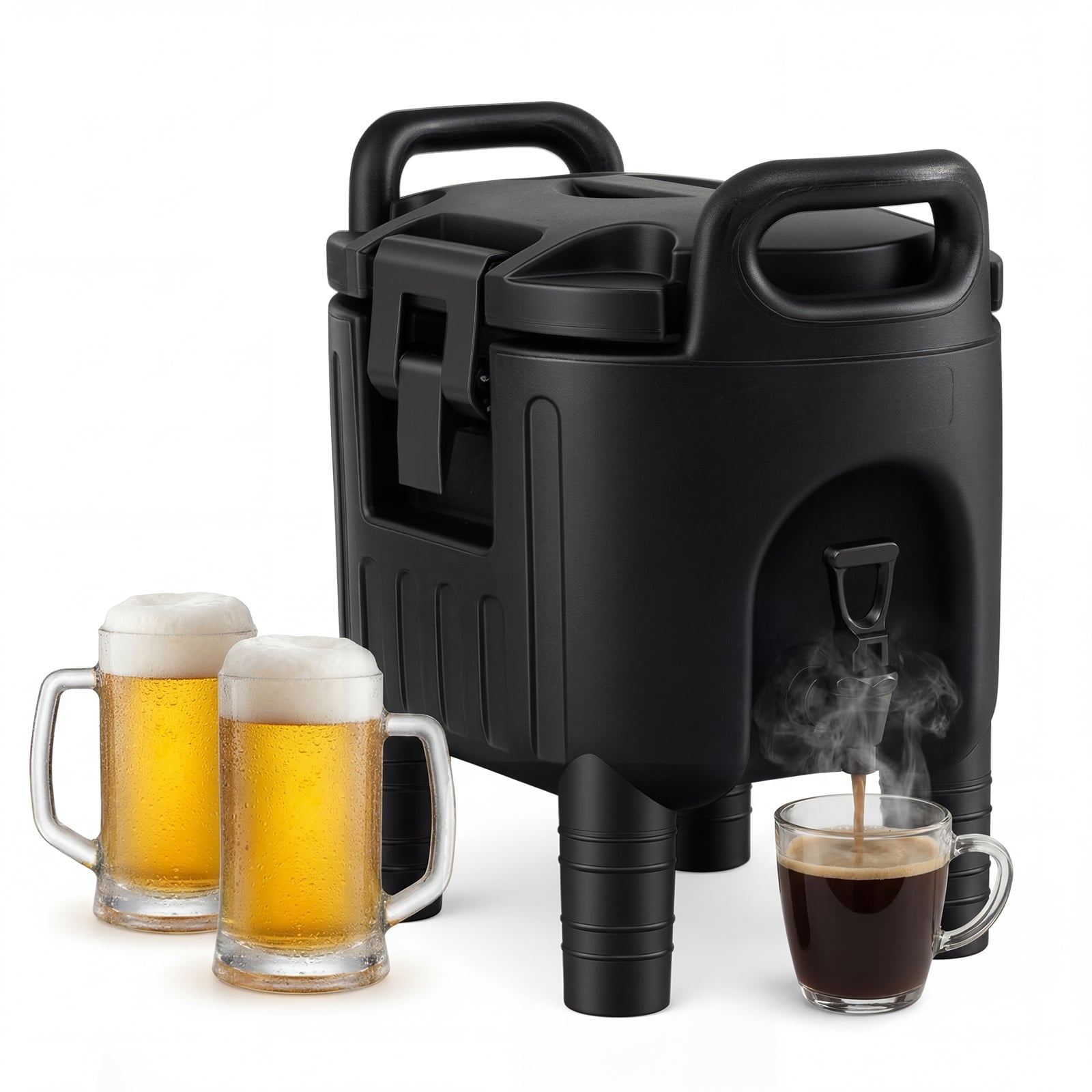 Costway Black Insulated Beverage Dispenser With Handles And Two-Stage Faucet