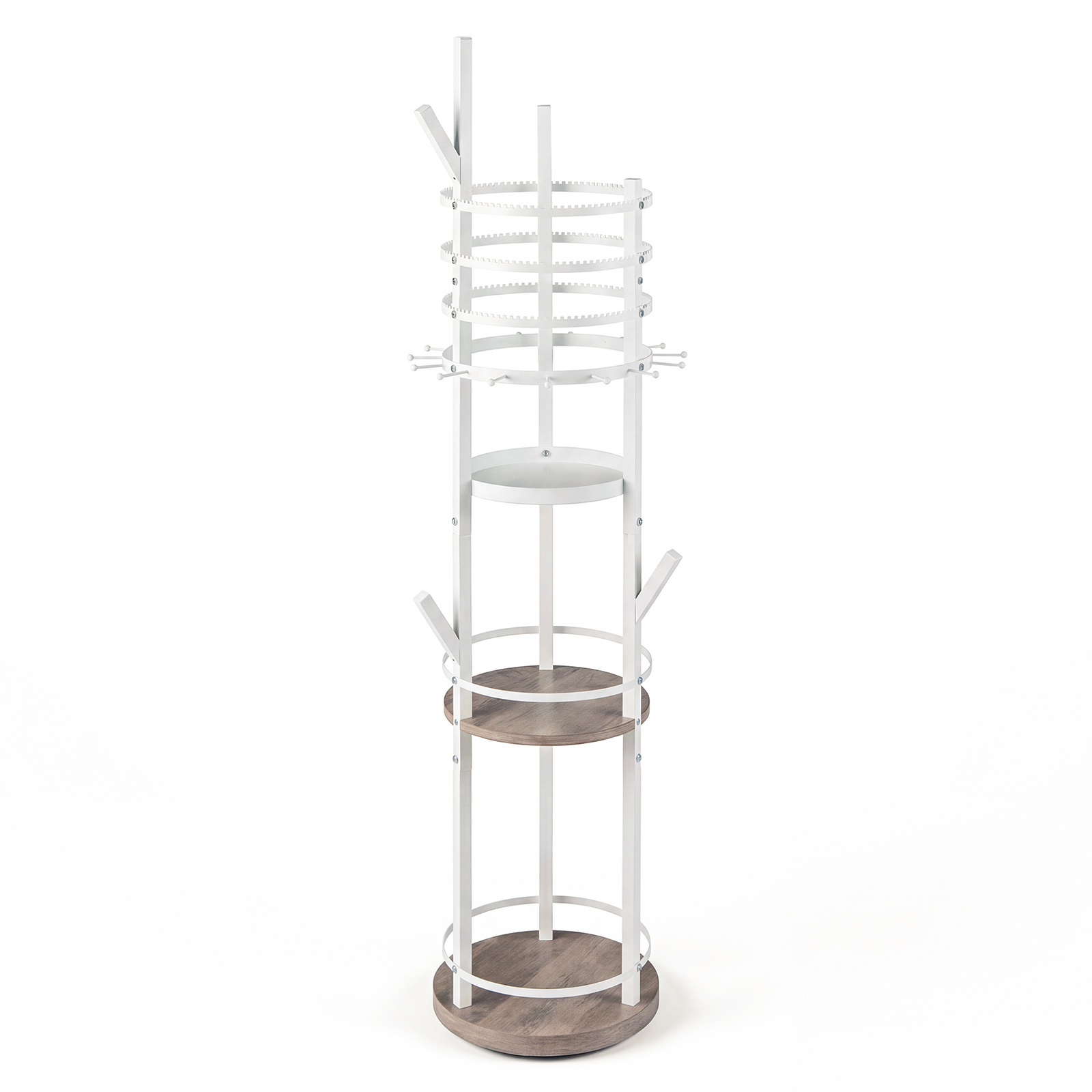 Costway Grey Jewelry Organizer Stand 360° Rotating Floor Jewelry Storage Rack Free Standing Jewelry Display Tower