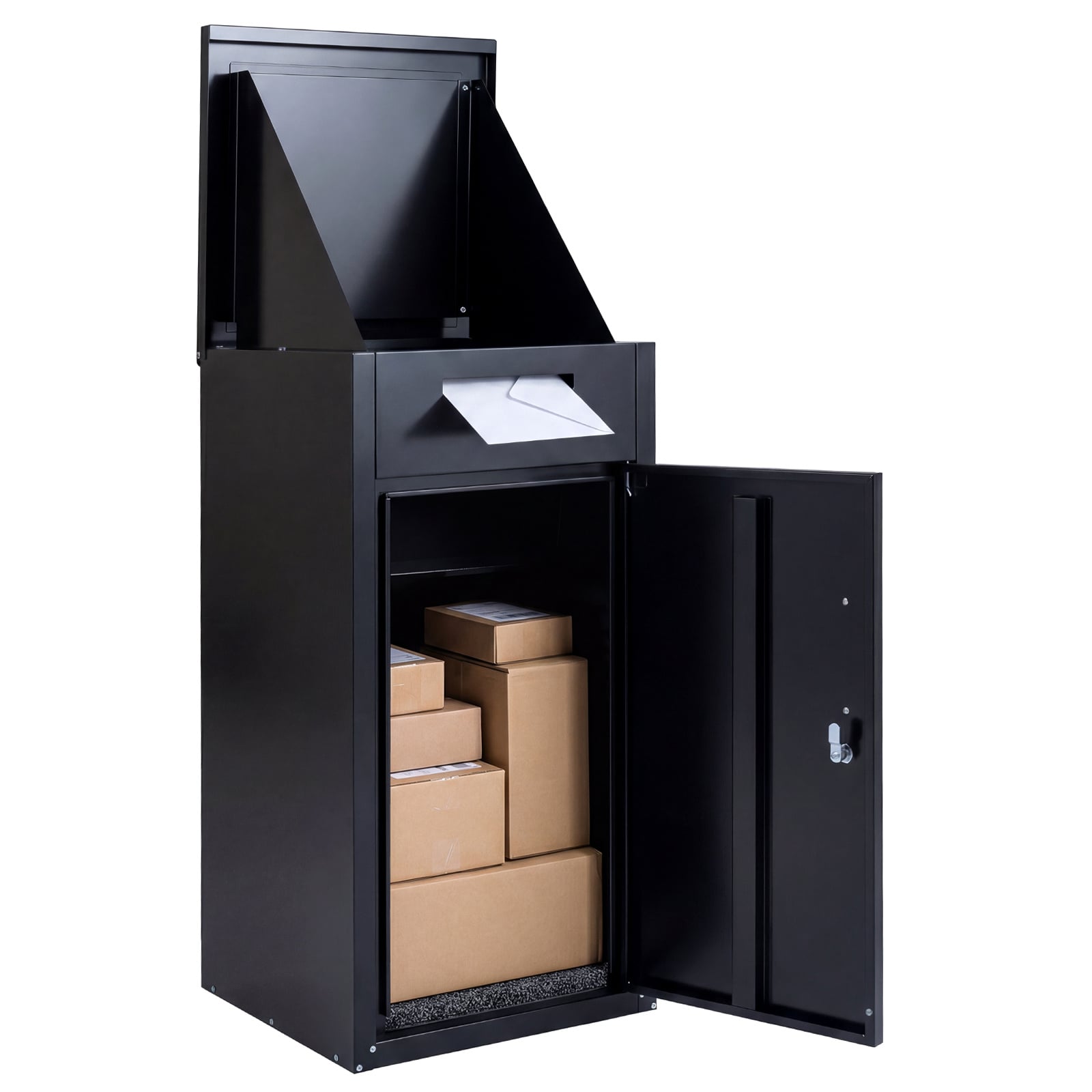 Costway Black Lockable Delivery Box For Outside With Coded Lock & Anti-Theft Board