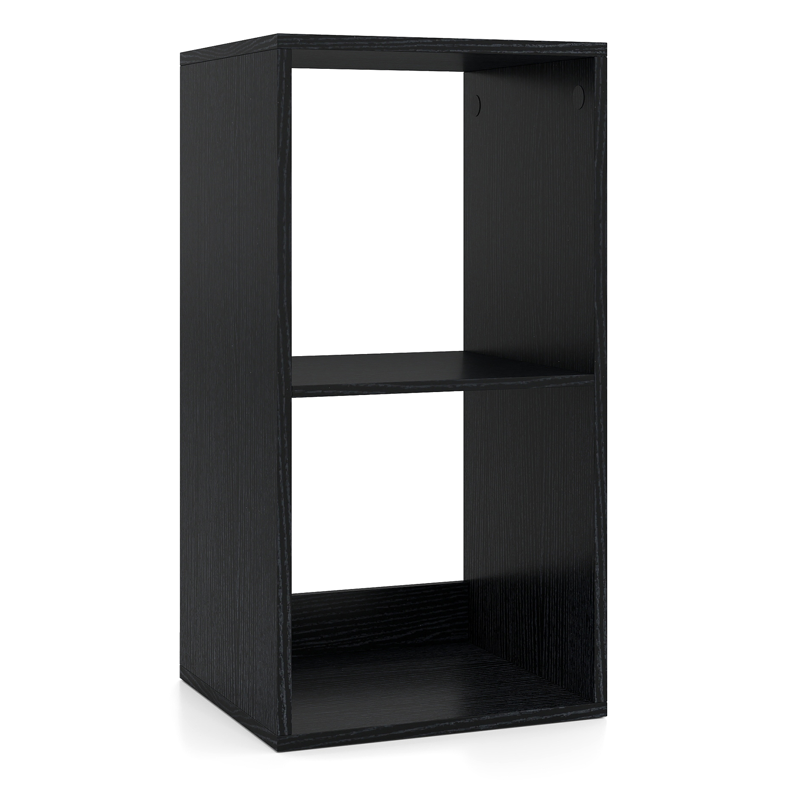 Costway Black Open Back 2-Tier Bookshelf With Anti-Toppling Kit