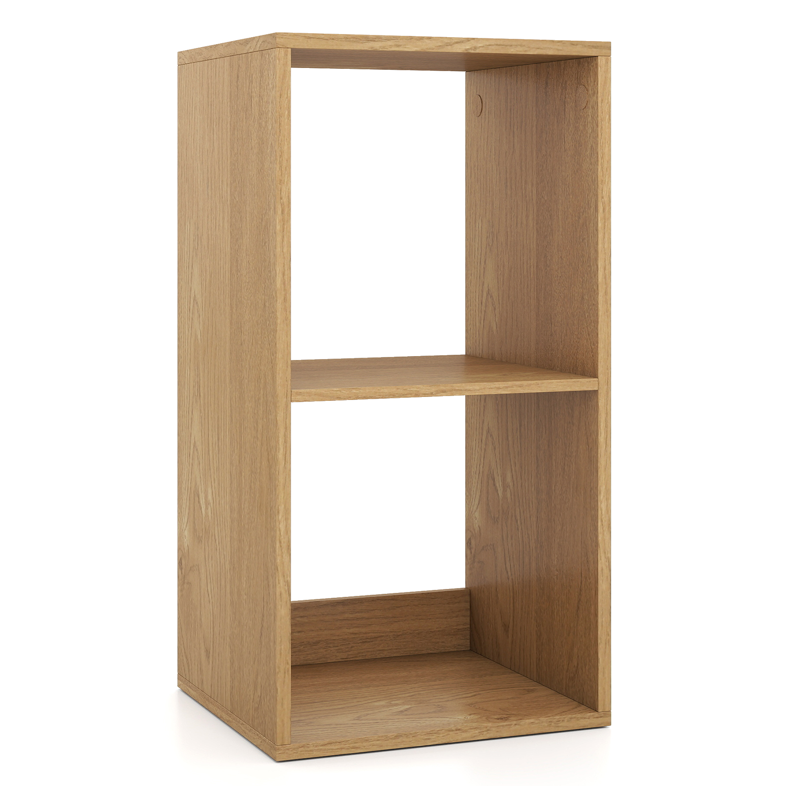 Costway Natural Open Back 2-Tier Bookshelf With Anti-Toppling Kit