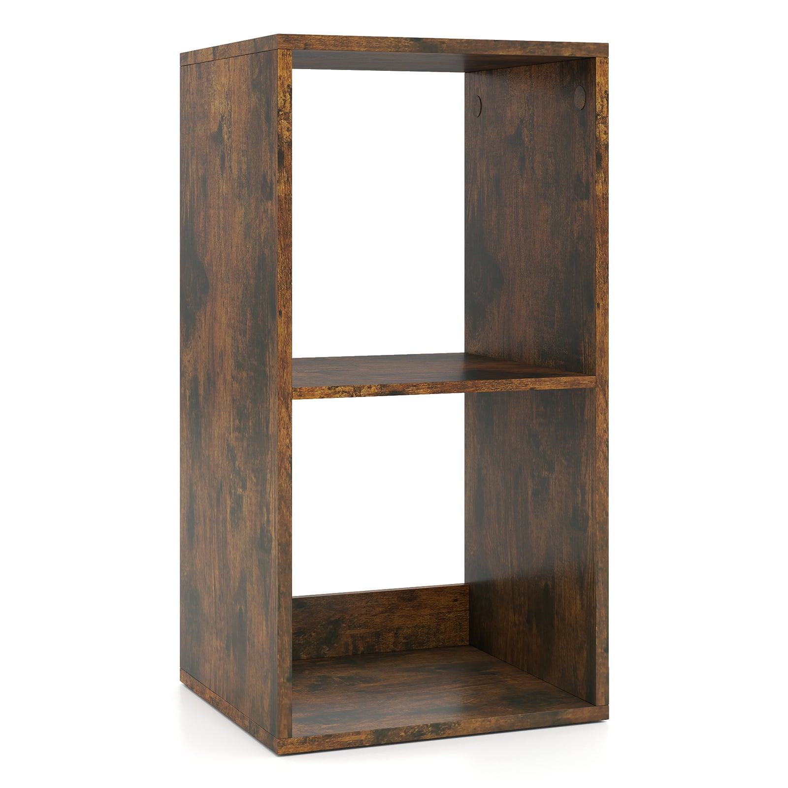 Costway Rustic Brown Open Back 2-Tier Bookshelf With Anti-Toppling Kit