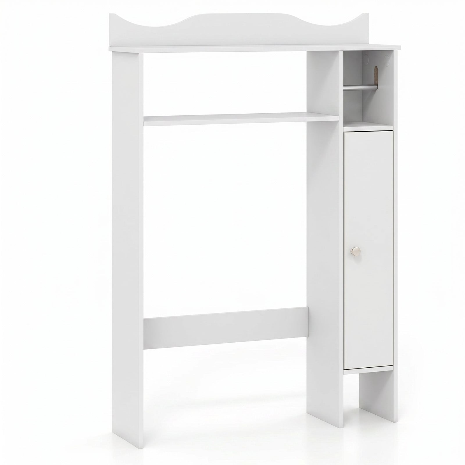 Costway White Over Toilet Storage Cabinet With Paper Holder And Removable Shelves For Bathroom