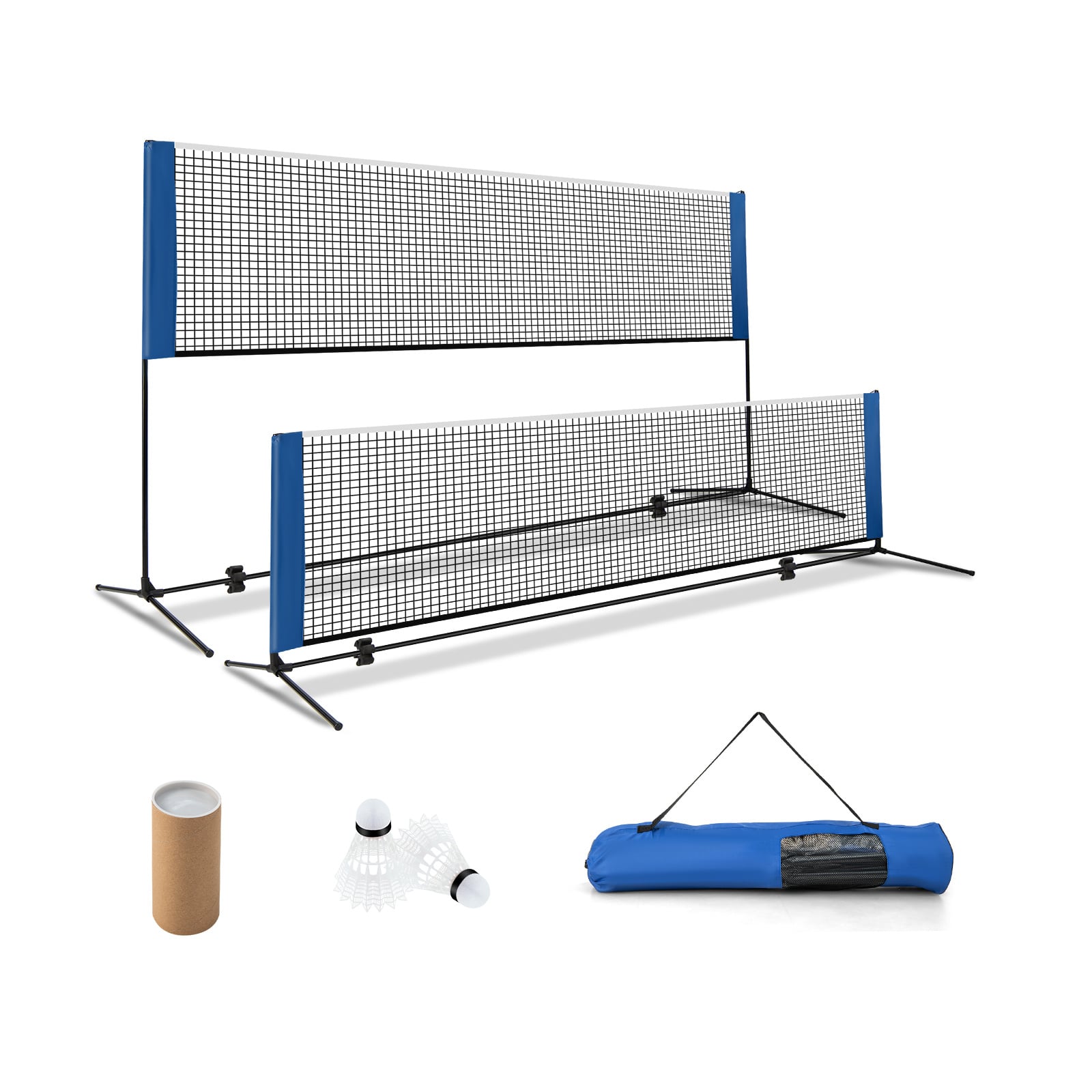 Costway Blue Portable Badminton Net With Poles And Carrying Bag For Lawn