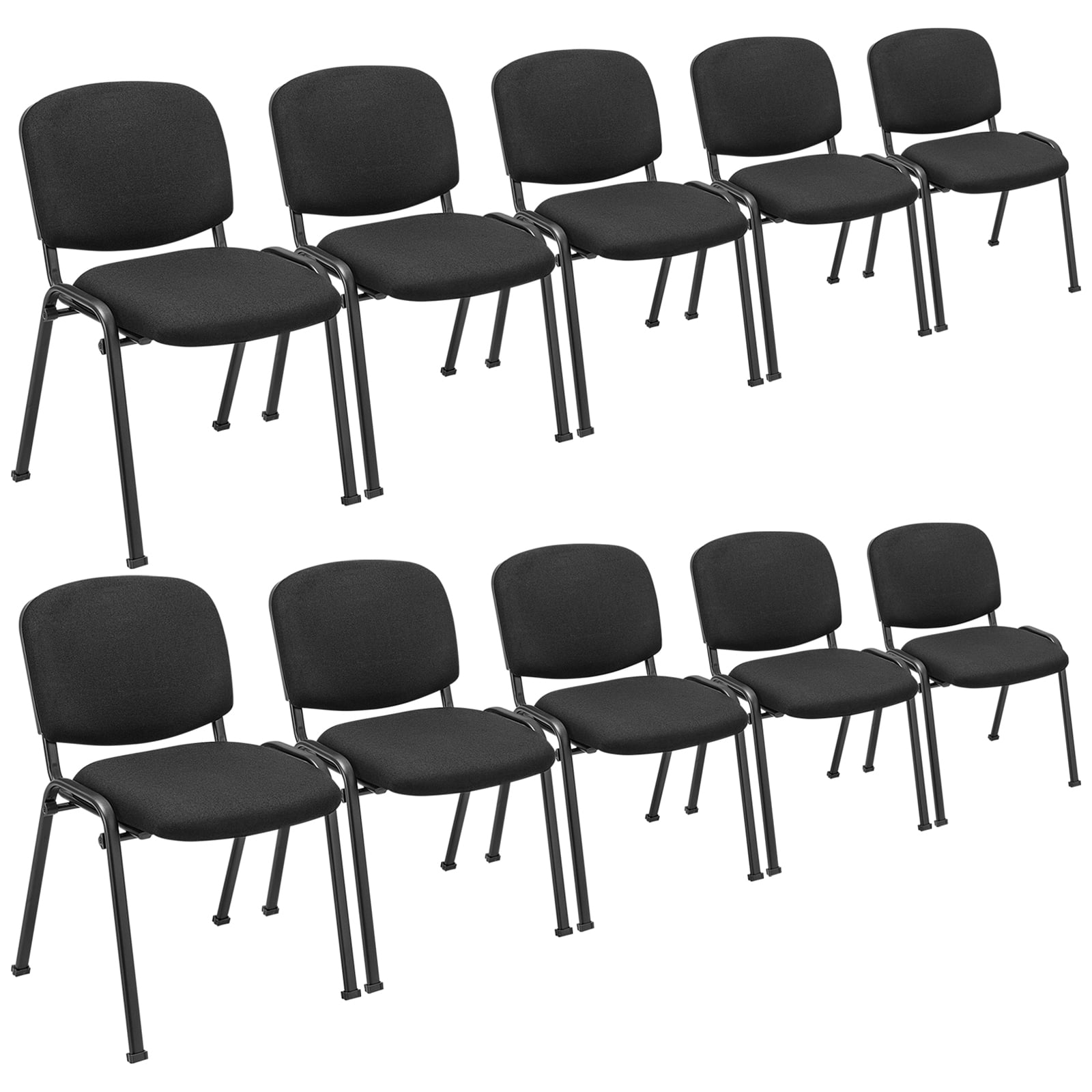 Costway Black Set Of 10 Conference Room Chairs With Upholstered Back And Seat