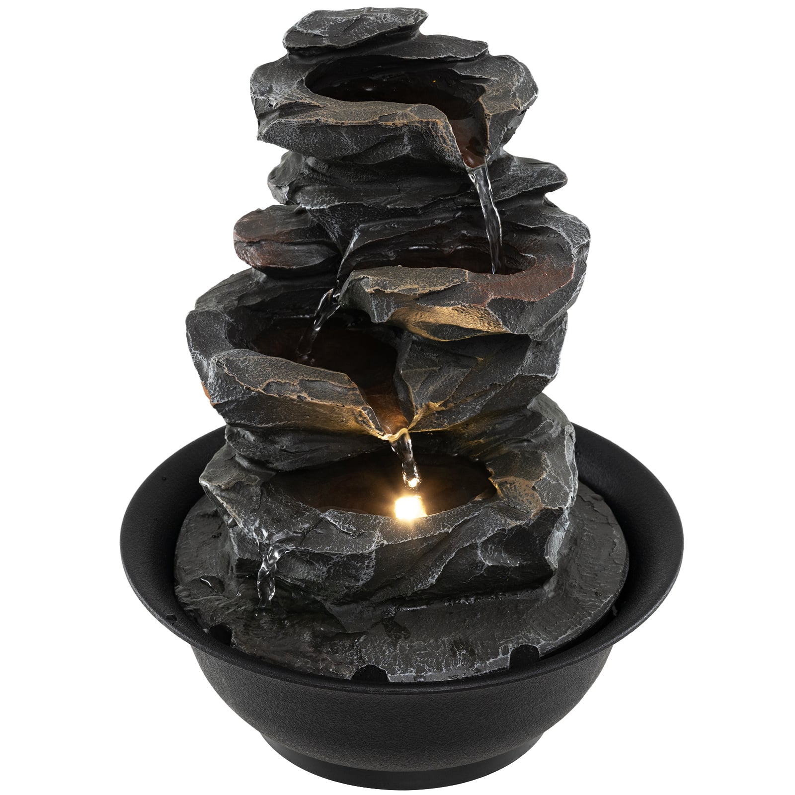 Costway Light Tabletop Water Fountain Indoor Desktop Cascading Water Feature With Led