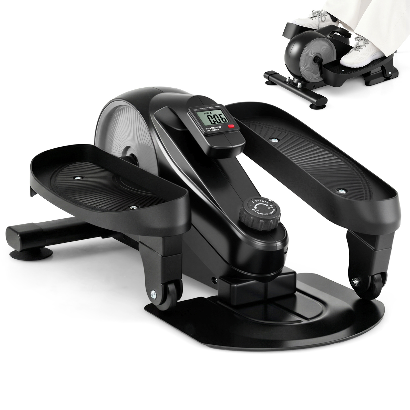 Costway Silver Under Desk Elliptical Pedal Exerciser Adjustable Magnetic Resistance