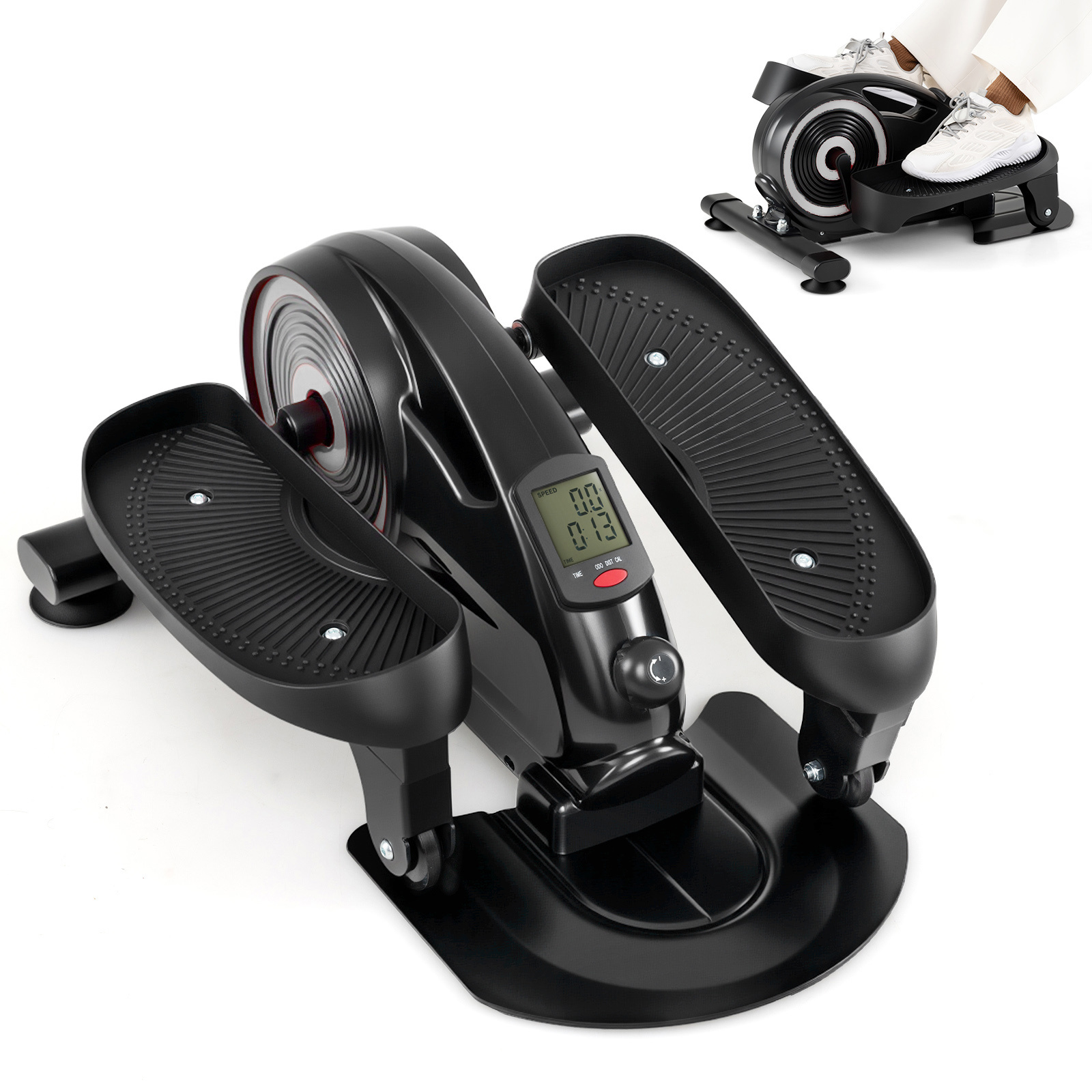 Costway Silver Under Desk Elliptical Pedal Exerciser Adjustable Magnetic Resistance And Whisper Quiet
