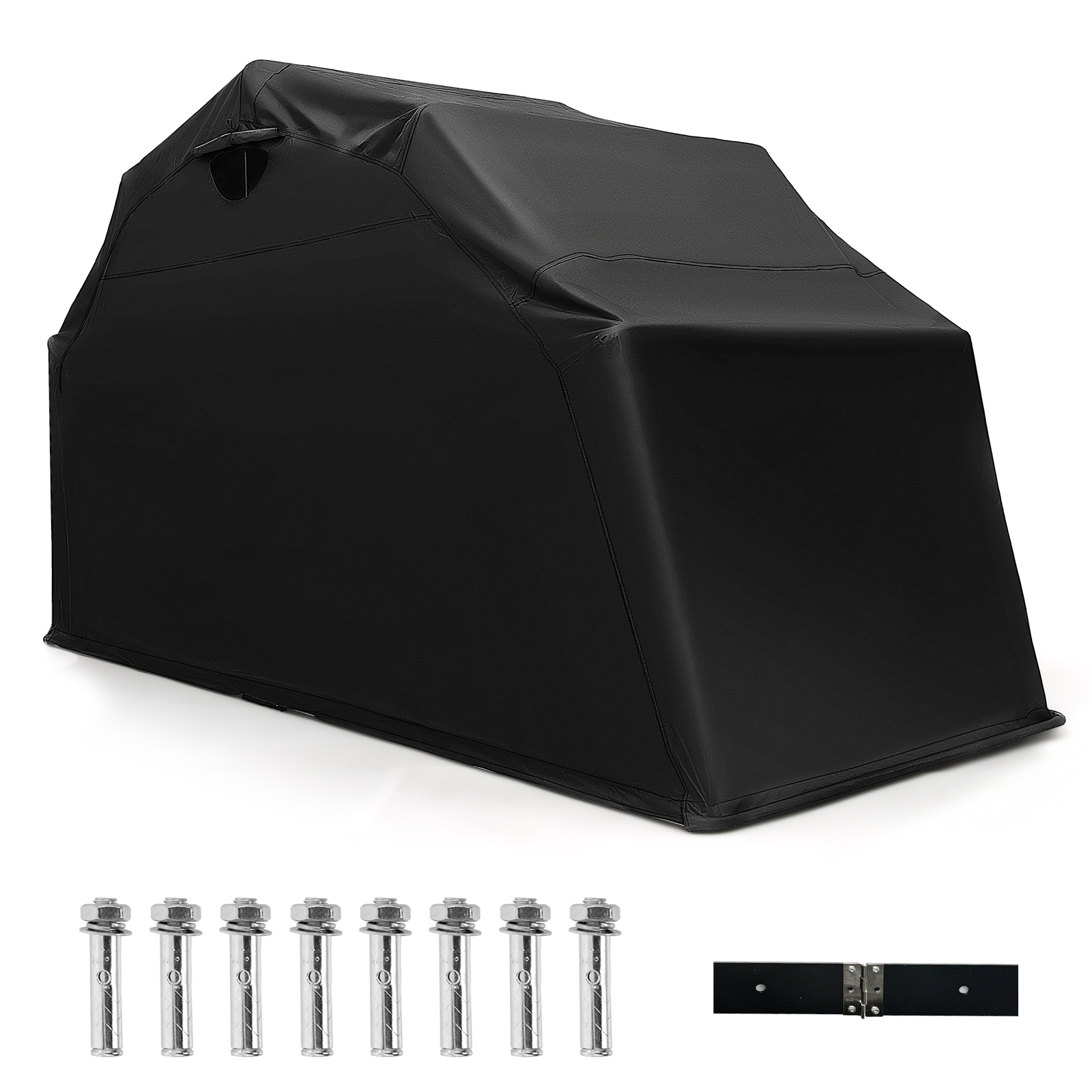 Costway Black Outdoor Motorcycle Shelter Storage Shed With 600D Oxford Fabric Cover
