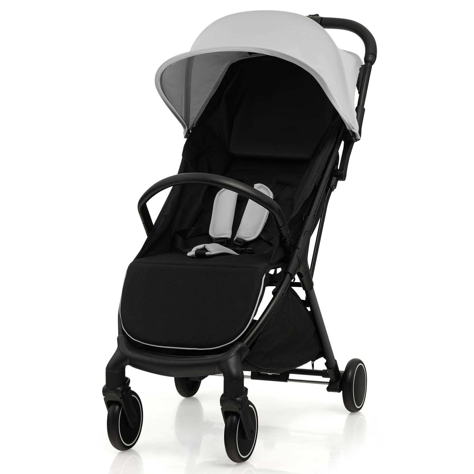 Costway Grey Lightweight Baby Stroller With Detachable Seat Cover